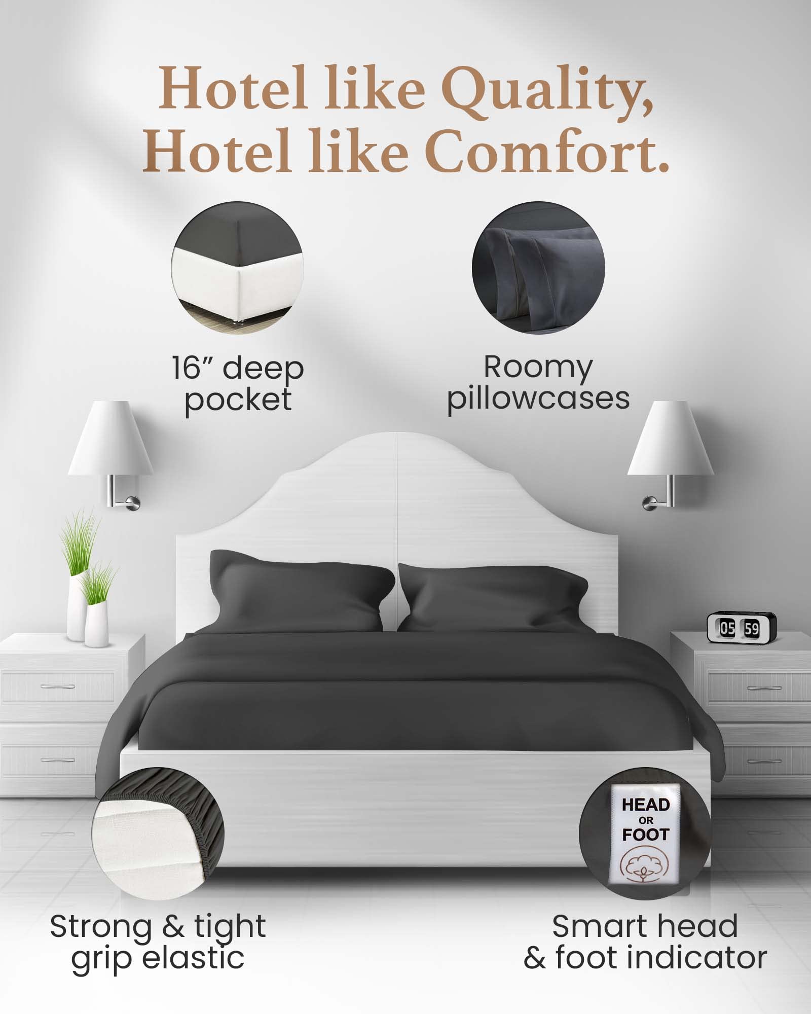 Premium 1000 Thread Count Egyptian Cotton King Size Sheets Set - 4 Piece Deep Pocket (Fits Up to 16