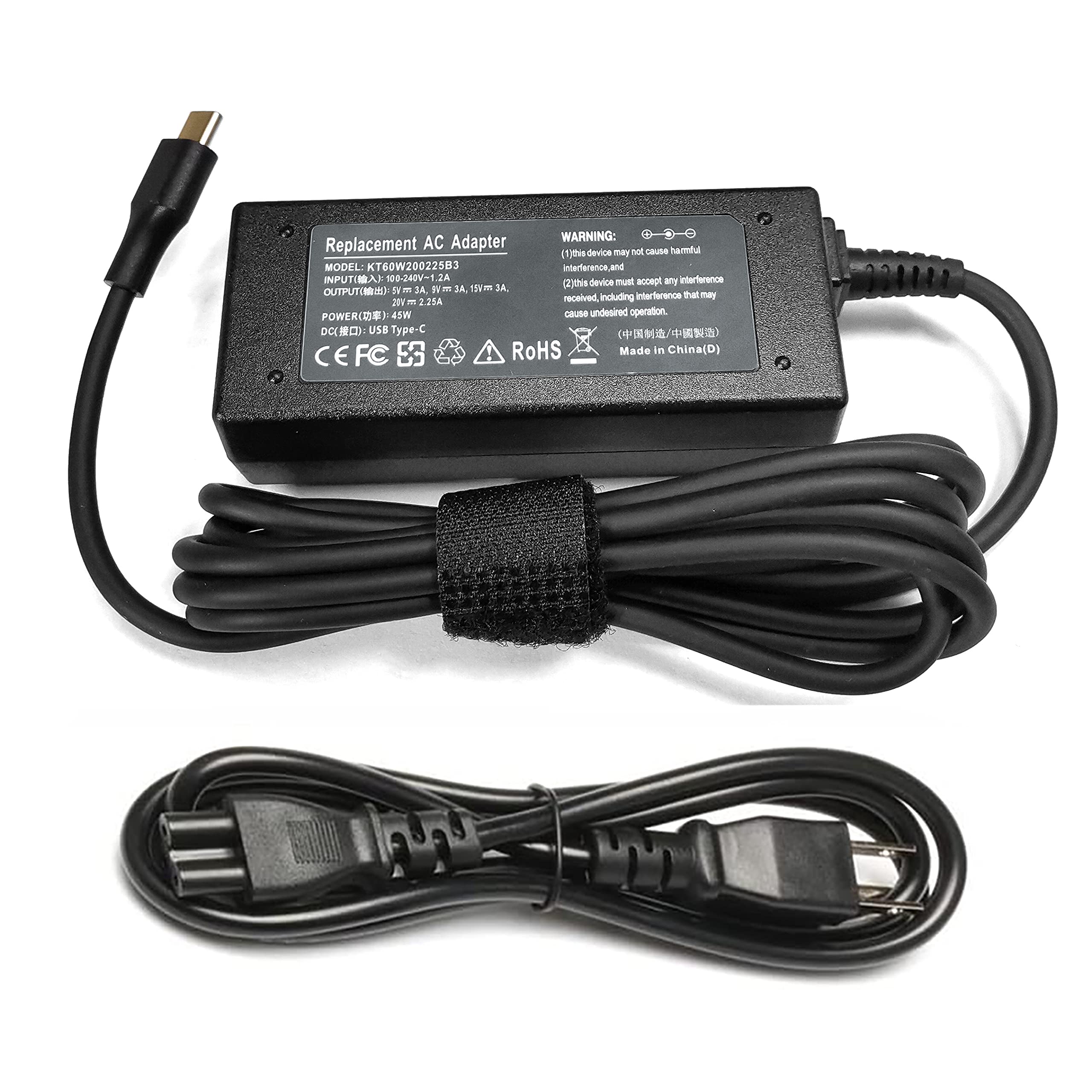 65W USB-C Fast Charger for HP Chromebook X360 14, Lenovo ThinkPad T480/T490s, Google Pixelbook - Compatible with Multiple Laptops & Devices | Perfect for Home, Office & Travel Charging