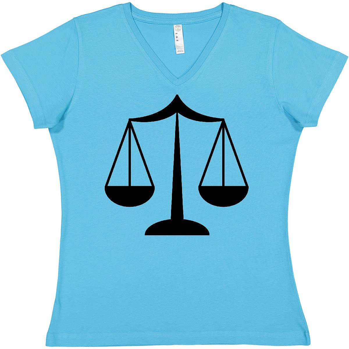 Inktastic Law Scale of Justice Women's V-Neck T-Shirt | Funny Lawyer Gift Idea for Women | Perfect for Courtroom, Law School & Legal Professionals