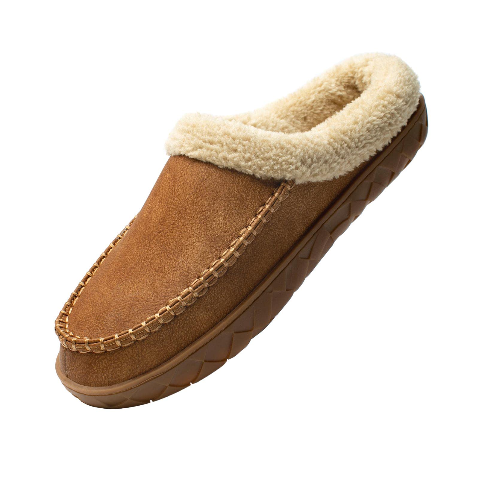 WOTTE Men's Moccasin Slippers - Soft Microsuede with Fuzzy Fleece Lining & Memory Foam Insole - Comfortable Indoor Outdoor House Shoes for Relaxing at Home or Quick Errands