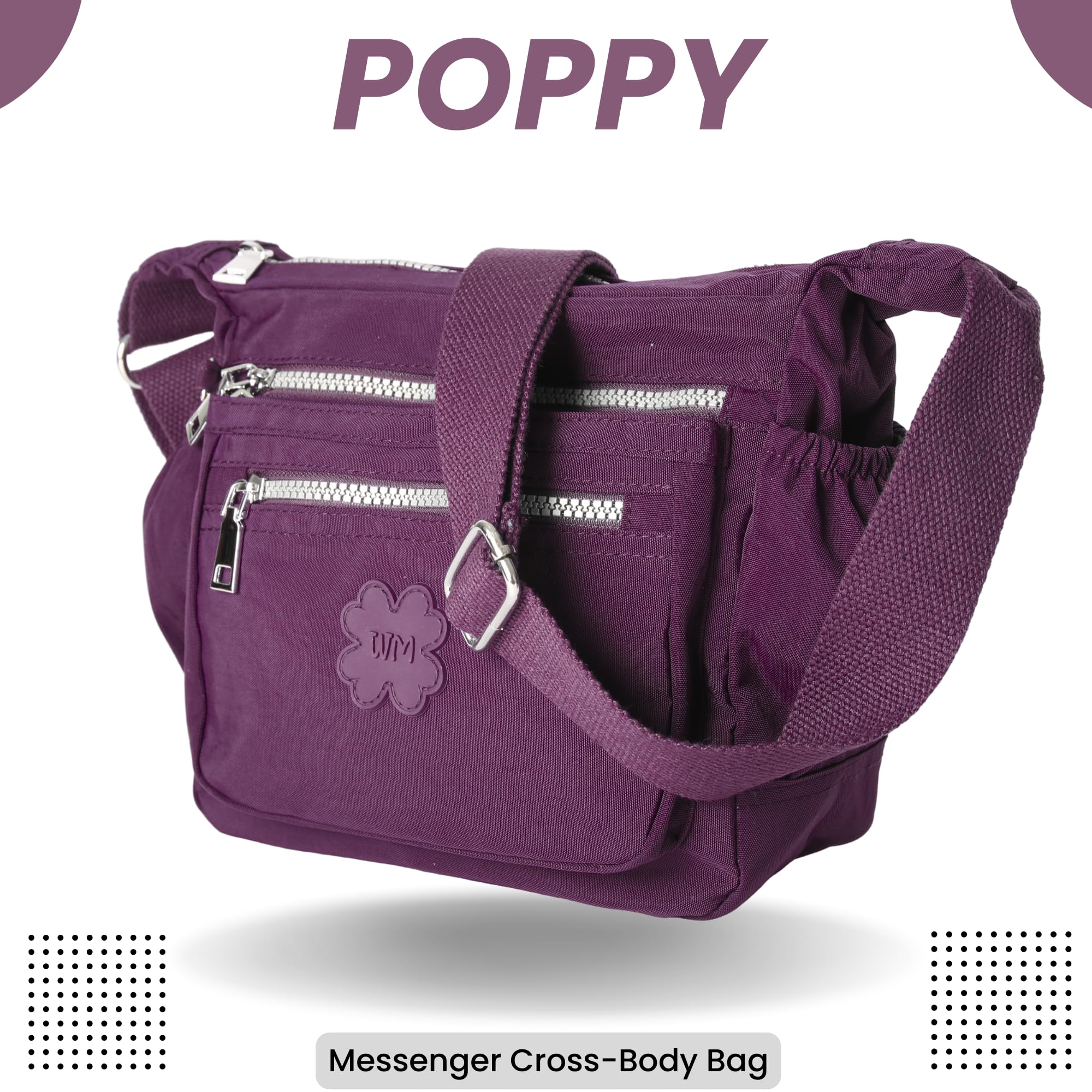 Stylish Women's Lightweight Crossbody Bag - Medium Size Waterproof Fabric Messenger Purse with Multiple Pockets - Poppy Red - Perfect for Work, Travel & Everyday Use