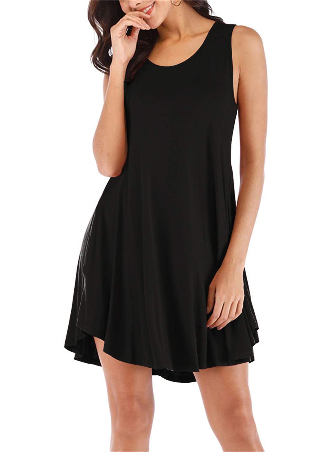 Shenbolen Women's Summer Casual Crewneck T-Shirt Dress - Beach Cover Up, Loose Fit, Comfortable & Stylish for Outings, Travel, and Relaxation