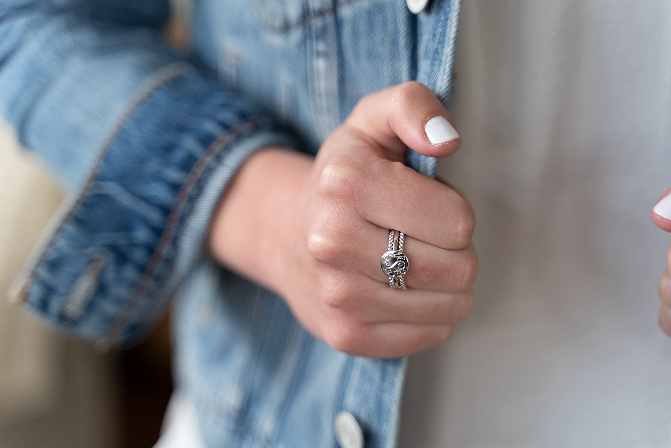 Personalized Monogram Sterling Silver Ring with Rope Band Design - Perfect for Engagements, Anniversaries & Everyday Elegant Jewelry