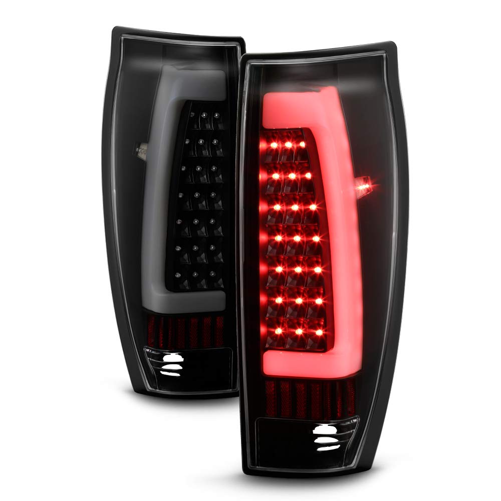 ACANII LED Tube Tail Lights Brake Lamps for 2002-2006 Chevy Avalanche 1500 2500 - Smoke Black - Driver & Passenger Side - Upgrade Your Truck's Style & Night Visibility