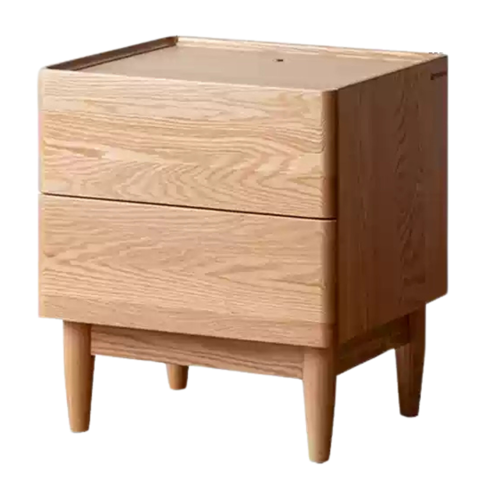Oak Solid Wood Smart Nightstand with Wireless Charger, USB Ports & Built-in Lamp - Perfect for Bedroom, Living Room & Office