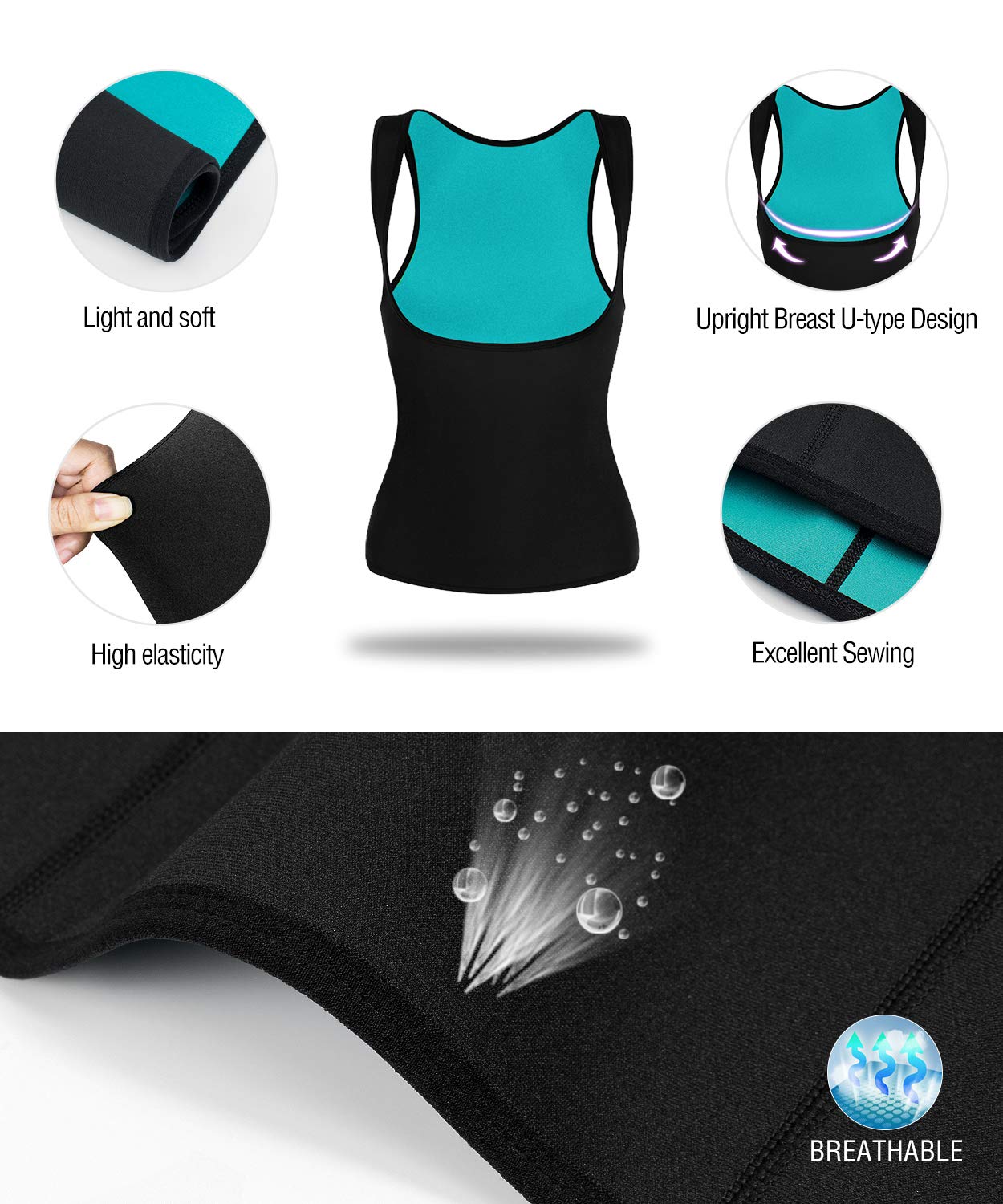 NonEcho Women's Neoprene Sweat Vest - Sauna Suit & Waist Trainer for Weight Loss, Body Shaping - Perfect for Workouts, Gym & Hot Yoga Sessions