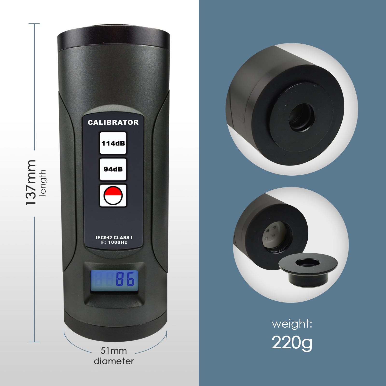 Professional Digital Sound Level Calibrator 94dB & 114dB - Precision Decibel Meter for 1