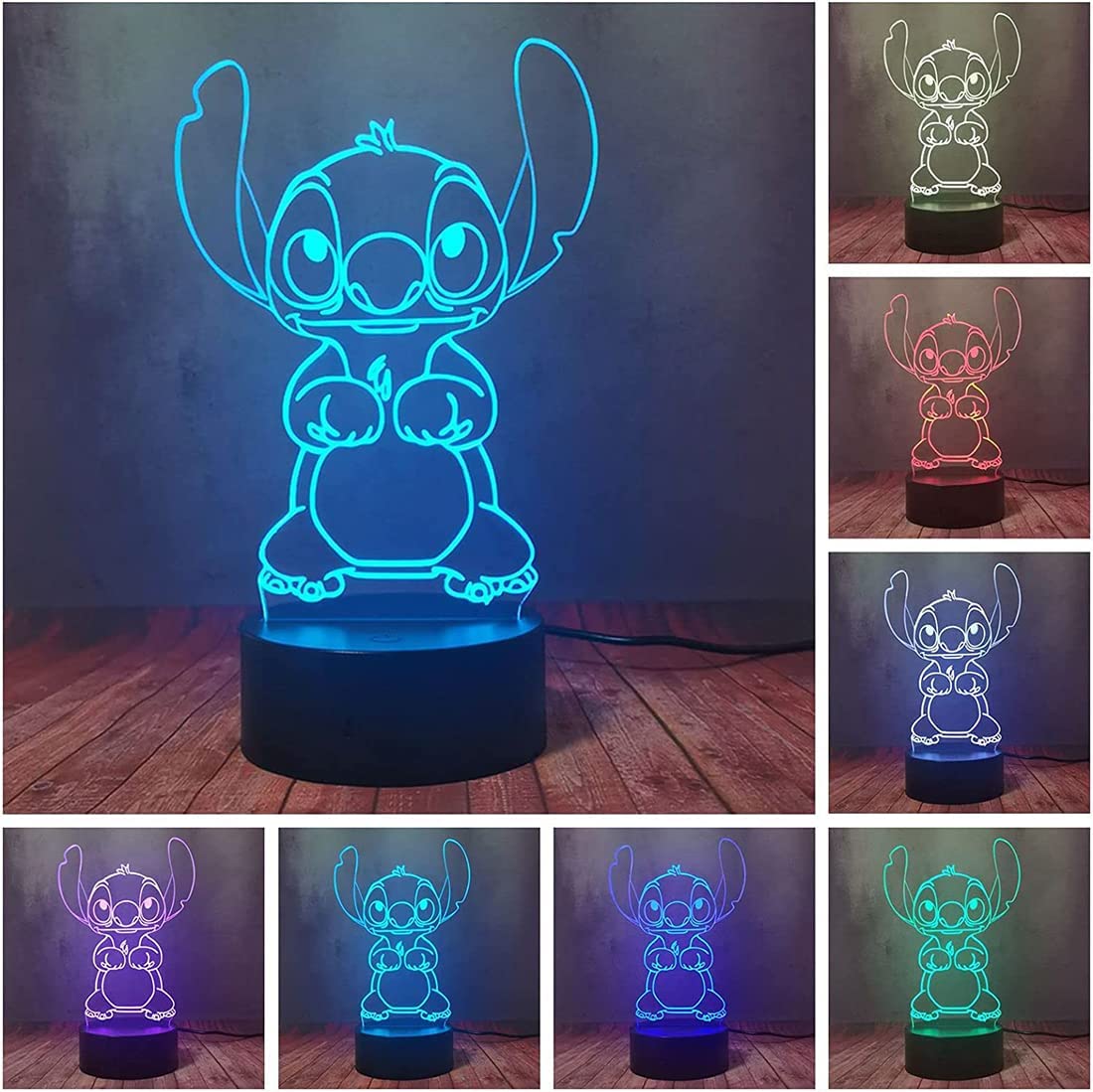 Lilo & Stitch 3D LED Night Light for Kids - 16 Color Changing Remote Control Table Lamp | Perfect for Children's Room Decor, Christmas Gifts & Bedtime Comfort