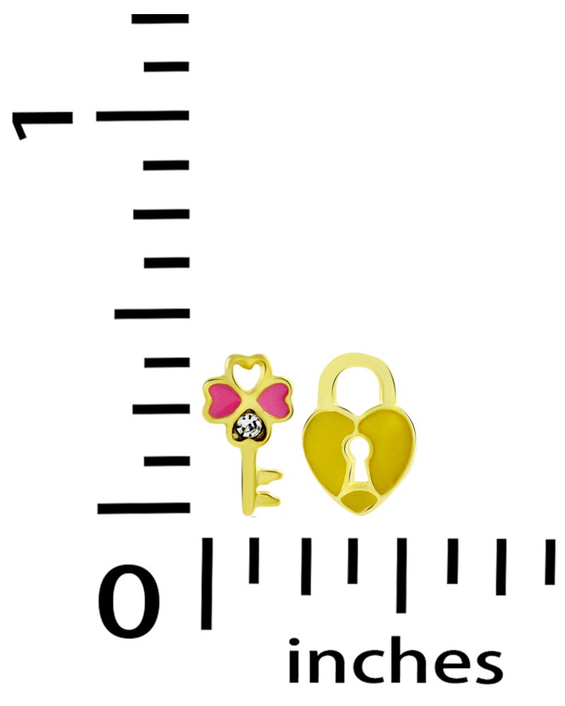 AFFY 925 Sterling Silver Clover Key & Heart Lock Stud Earrings for Women - Perfect for Everyday Wear, Gift Giving & Special Occasions