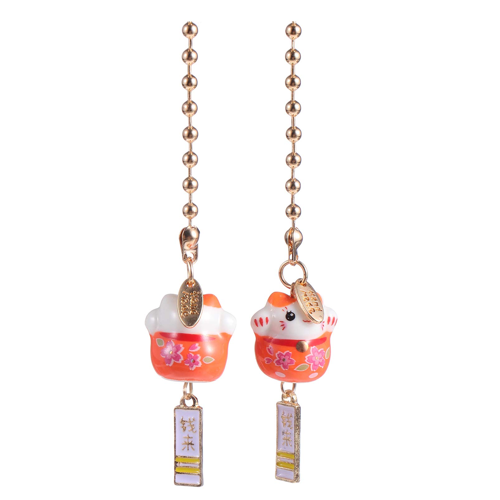 Wakauto Lucky Cute Ceramic Japanese Maneki Neko Cat Charm - Hanging Car Rearview Mirror Ornament & Home Decor for Good Fortune - Perfect for Vehicles, Offices, and Gift Giving