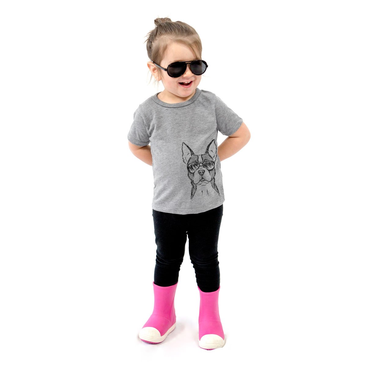 Scout The Boston Terrier Dog Youth Unisex Crewneck Sweatshirt - Small Grey - Comfortable Kids Pullover for School, Playdates & Family Outings
