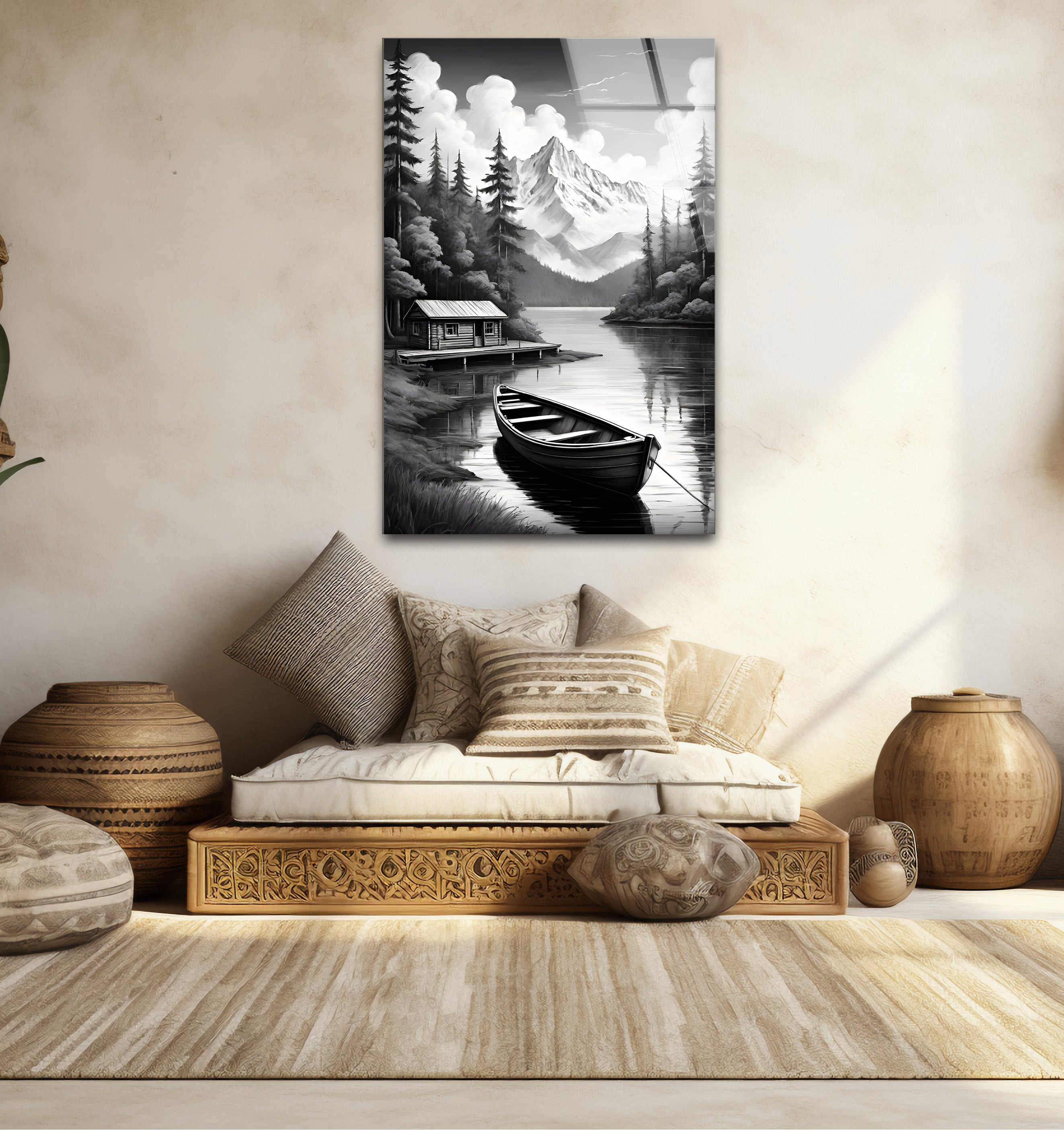 Stunning Black & White Nature Landscape Glass Wall Art - Elegant Home & Office Decor for Living Room, Bedroom, or Office Space