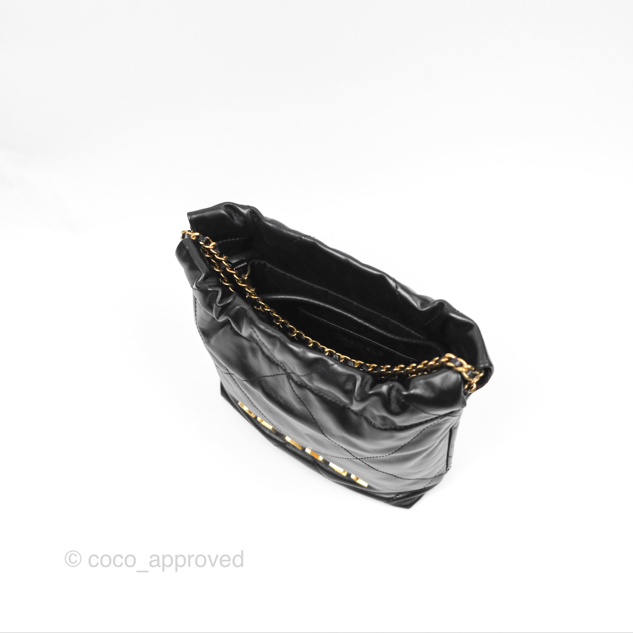 Chanel 22 Mini Bag Black Crumpled Calfskin Leather Crossbody Purse for Women | Luxury Designer Handbag for Date Night, Parties & Everyday Use