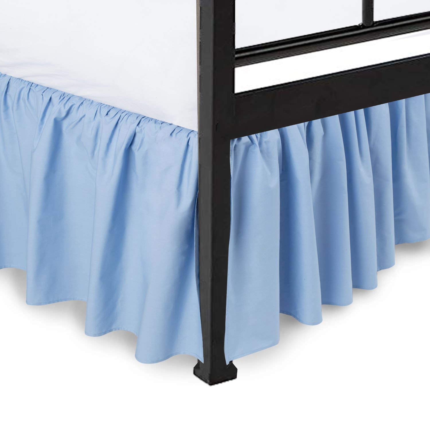Premium 100% Microfiber Dust Ruffle Bed Skirt - Split Corner Design, Soft & Wrinkle-Free with 10