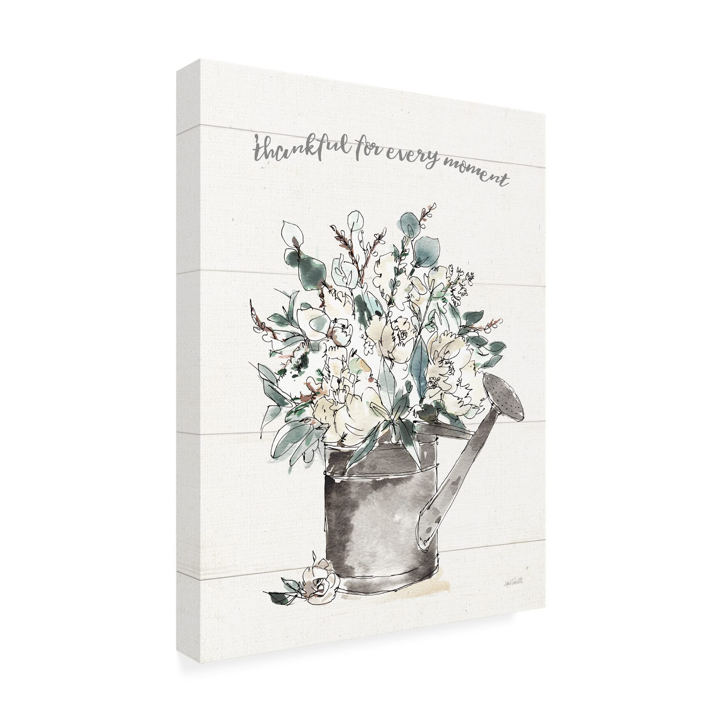 Anne Tavoletti 'Modern Farmhouse IV Thankful' Canvas Wall Art Print - Rustic Home Decor for Living Room, Bedroom & Office