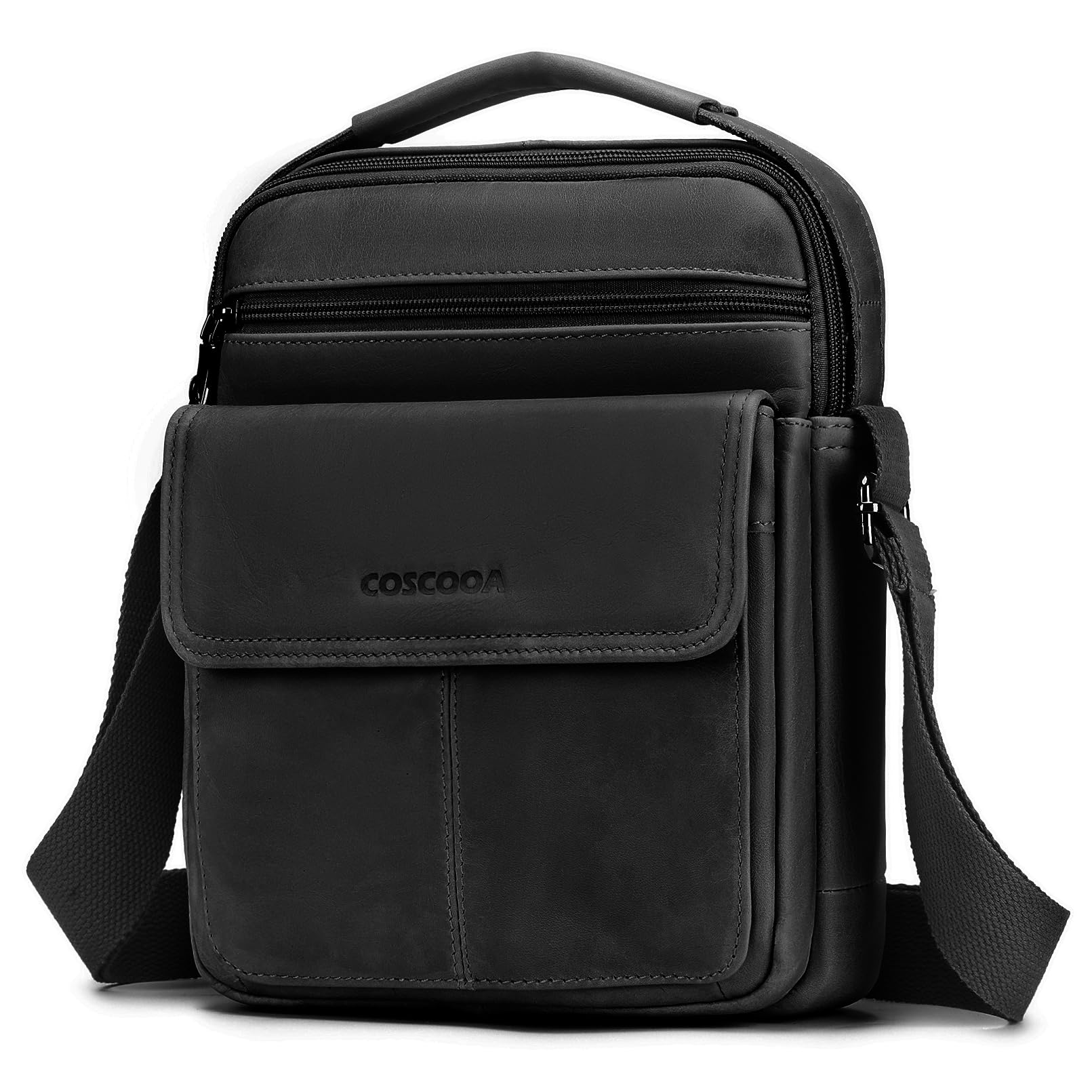 Premium Men's Leather Crossbody Shoulder Bag - Stylish Messenger Satchel for Travel, Work & Everyday Use - Durable Handbag for Business Commute & Weekend Outings