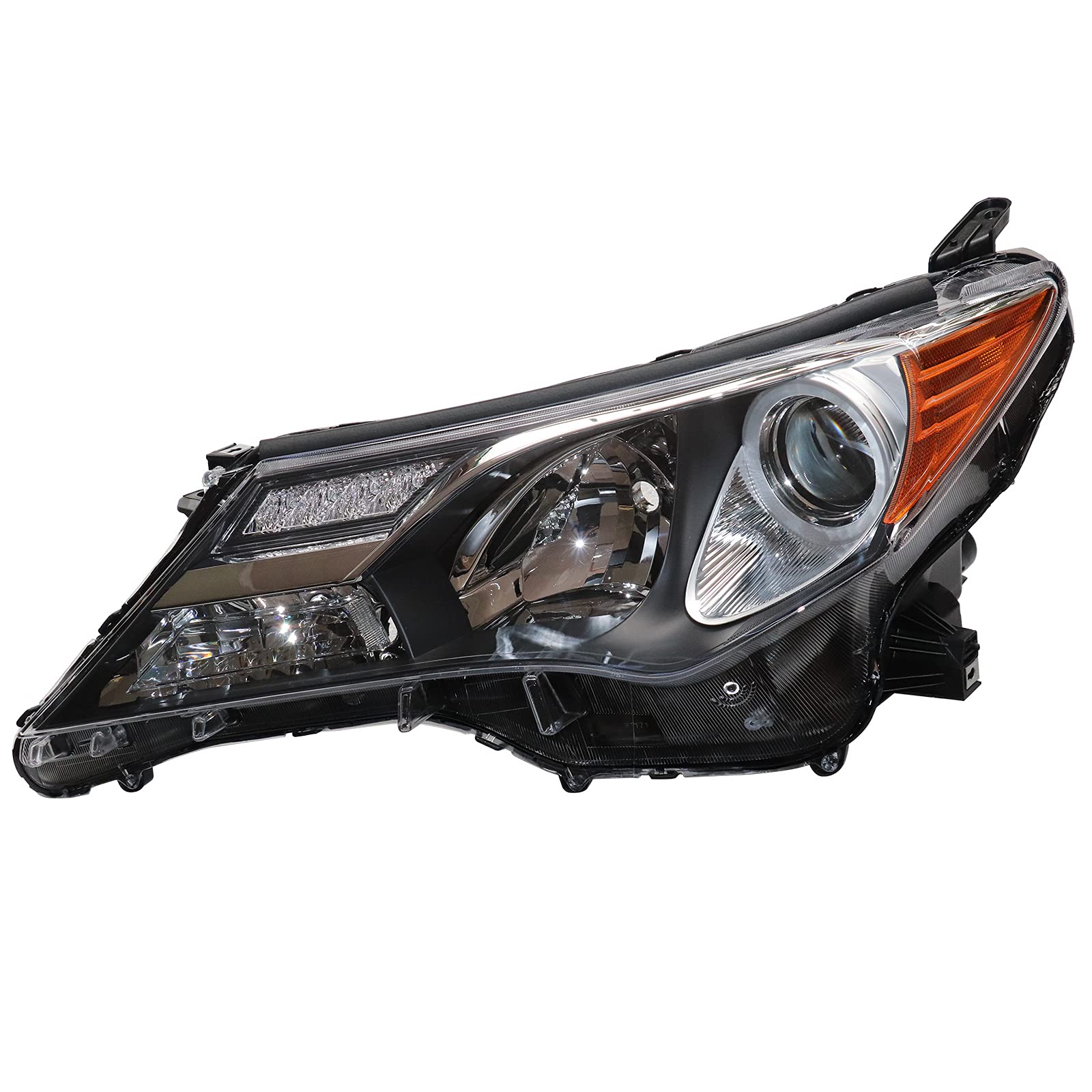 LOYALHEARTDY Projector Headlight Assembly for 2013-2015 Toyota RAV4 - Chrome Housing & Clear Lens - Driver & Passenger Side (Left+Right Pair) - Perfect for Night Driving & Off-Road Adventures