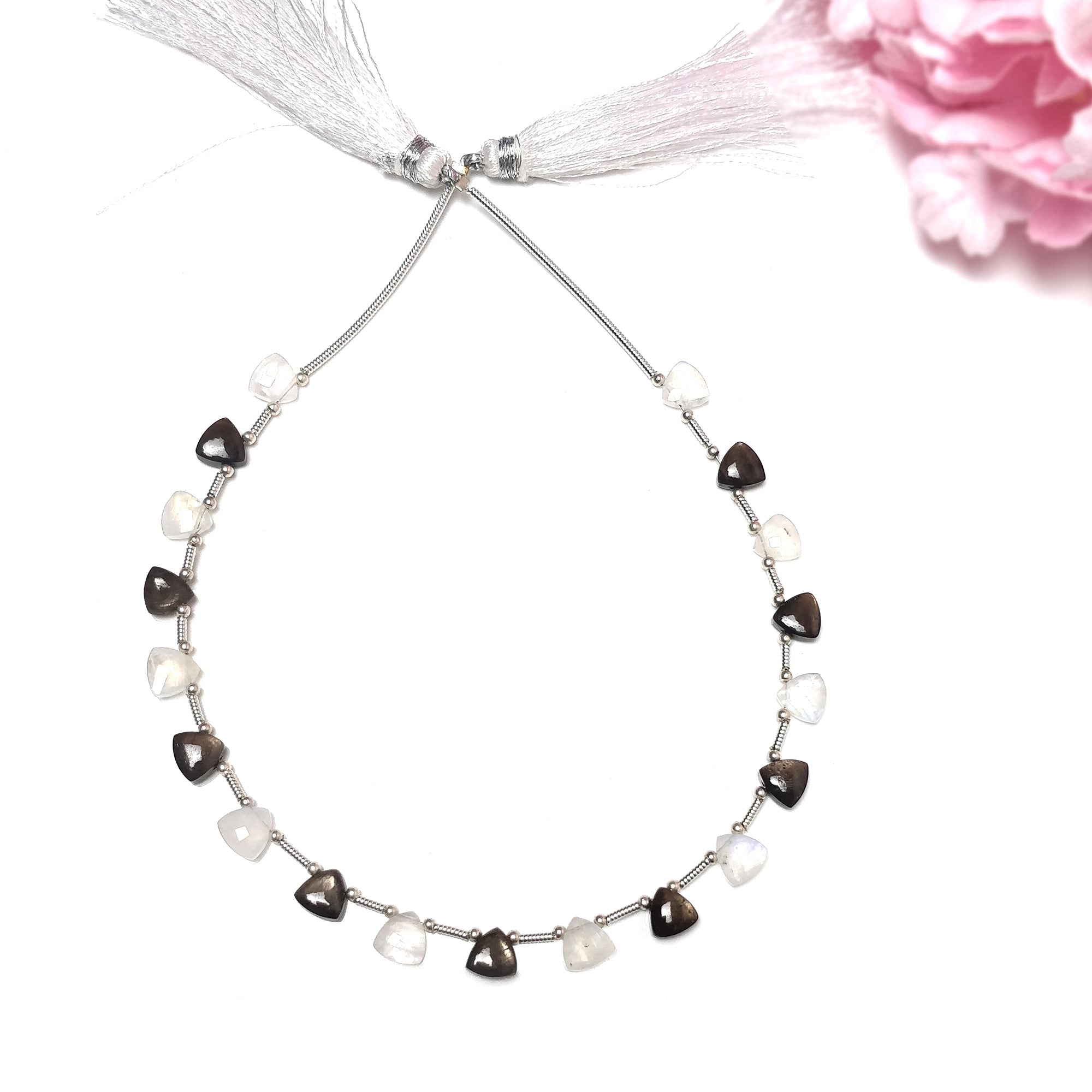 Natural Chocolate Sapphire & Rainbow Moonstone Gemstone Cabochon - 21.00cts Loose Beads (6mm Triangle Nuggets) for Jewelry Making, DIY Crafts, and Healing Crystal Collections - Perfect for Necklaces, Bracelets, and Earrings