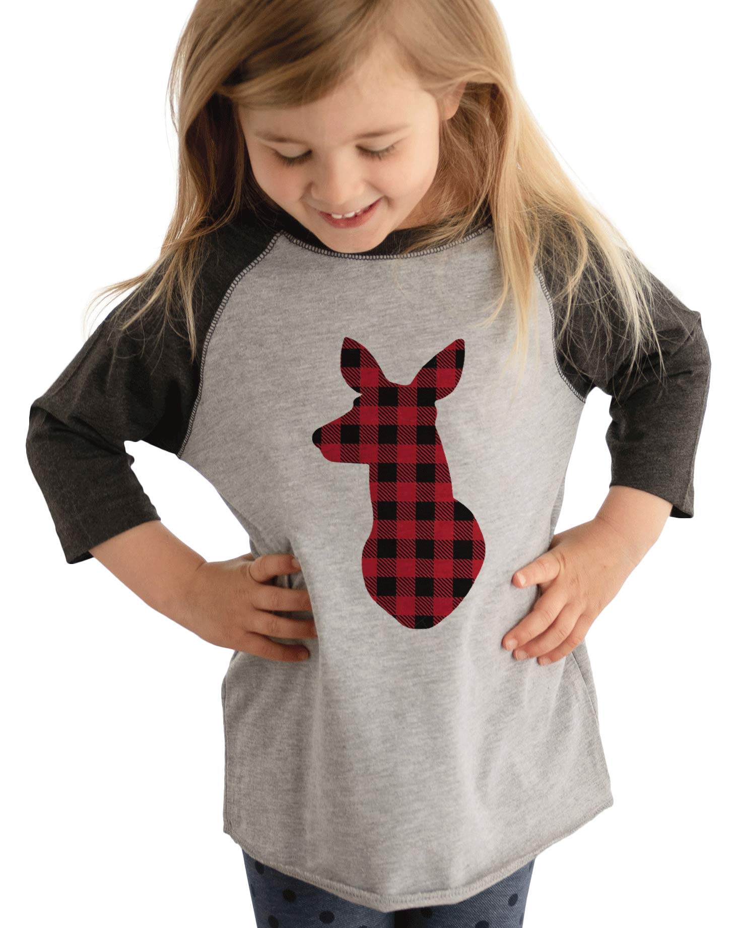 7 ate 9 Apparel Plaid Doe Christmas Shirt Grey - Cozy Holiday Sweater for Family Gatherings & Ugly Christmas Parties