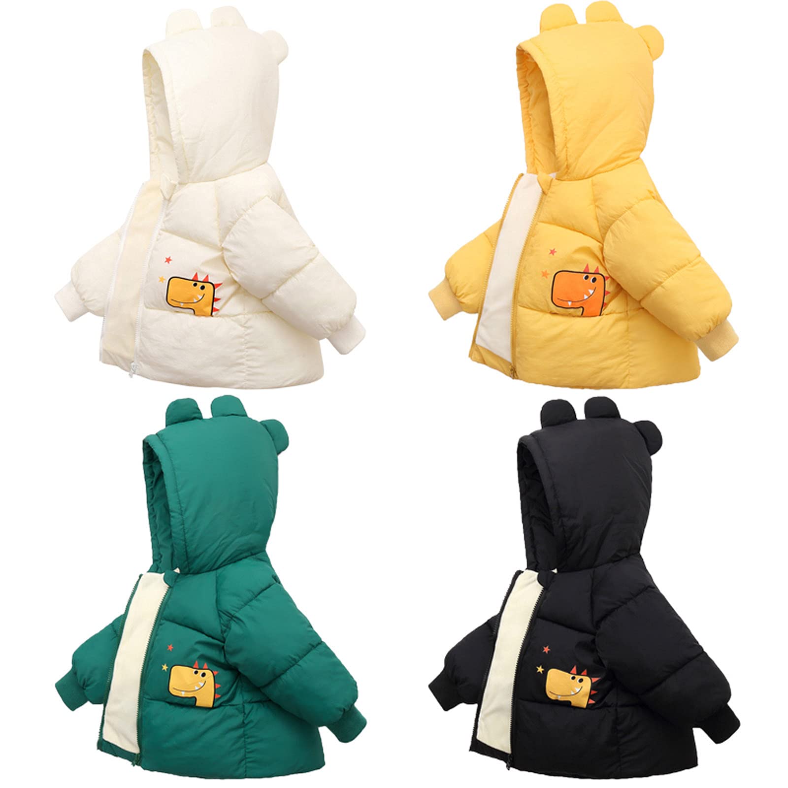 Dinosaur Print Winter Hoodie for Toddlers - Warm & Cozy Cotton Baby Jacket with Thick Fleece Lining | Perfect for Outdoor Play, Winter Walks & Holiday Photos