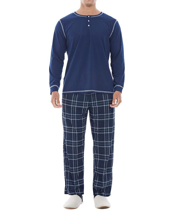 Yoimira Men's Soft Pajama Set with Pockets - Comfortable Sleepwear for Home & Lounge