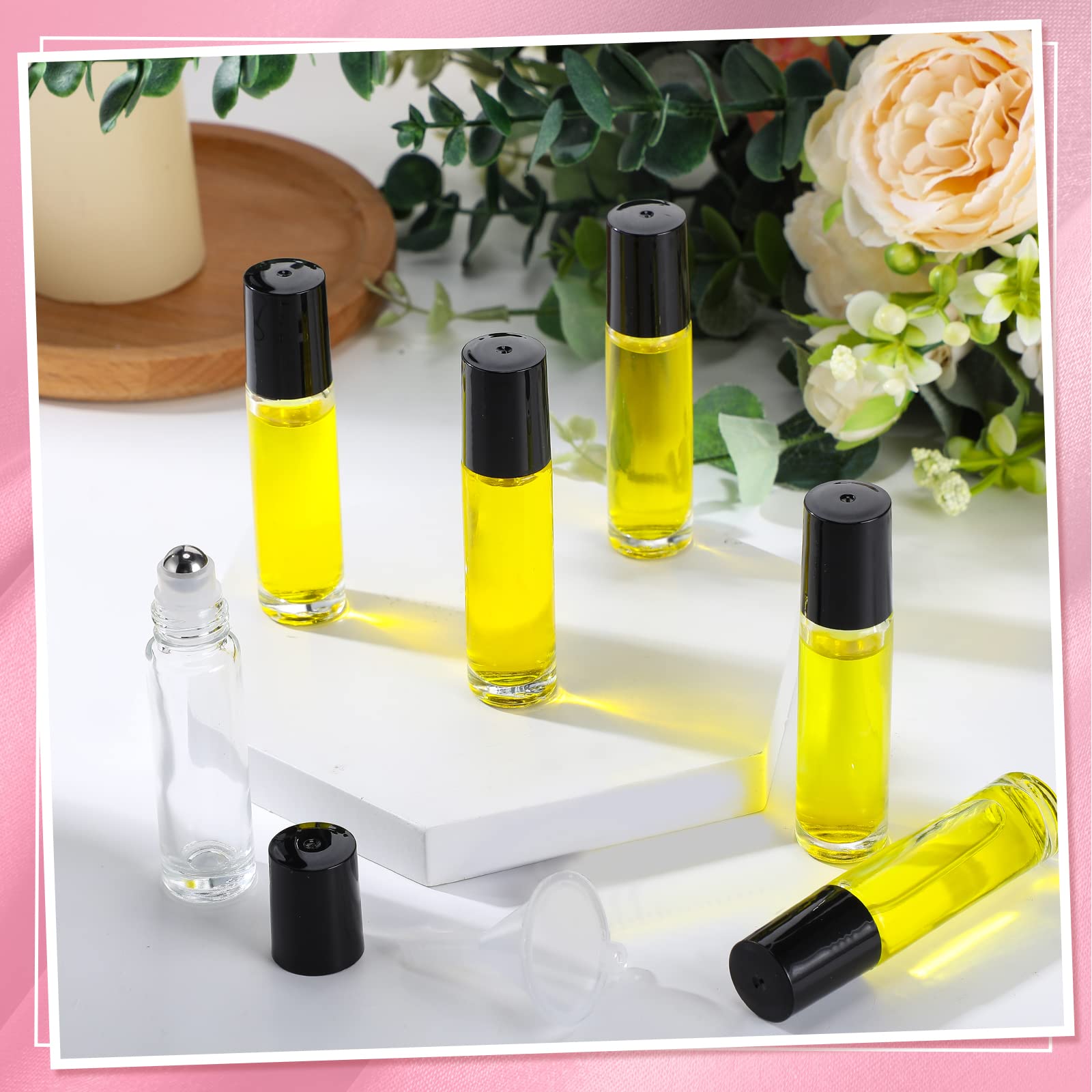 Sumind 250 Pcs 10ml Empty Glass Essential Oil Roller Bottles with Stainless Steel Balls - Leakproof Roll On Bottles for DIY Perfume, Aromatherapy & Travel - Includes 5 Funnels (Clear) - Perfect for Home Spa, Gifts & On-The-Go Relaxation
