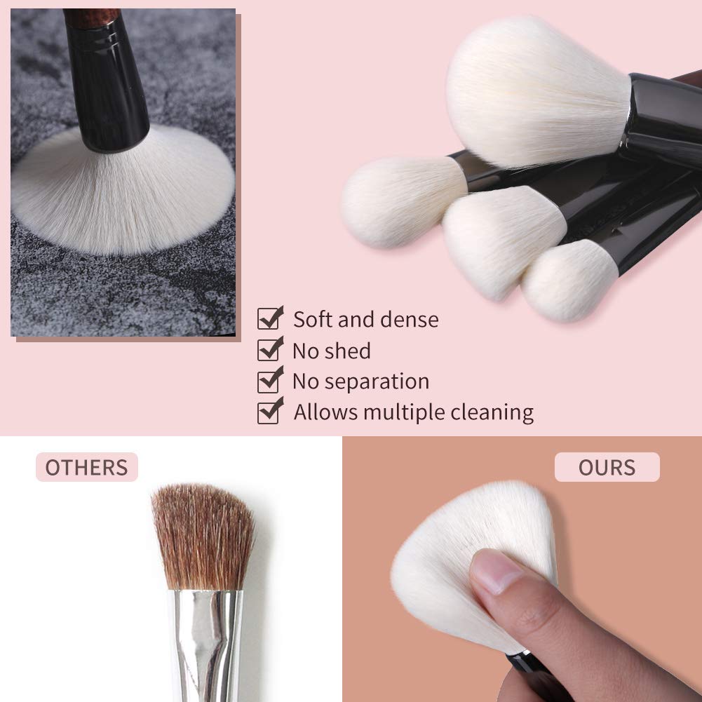 16-Piece Professional Makeup Brush Set - Premium Synthetic Bristles with Tapered Wooden Handles - Foundation, Eyeshadow & Concealer Brushes - Complete Makeup Kit for Daily Beauty & Professional Makeup Application