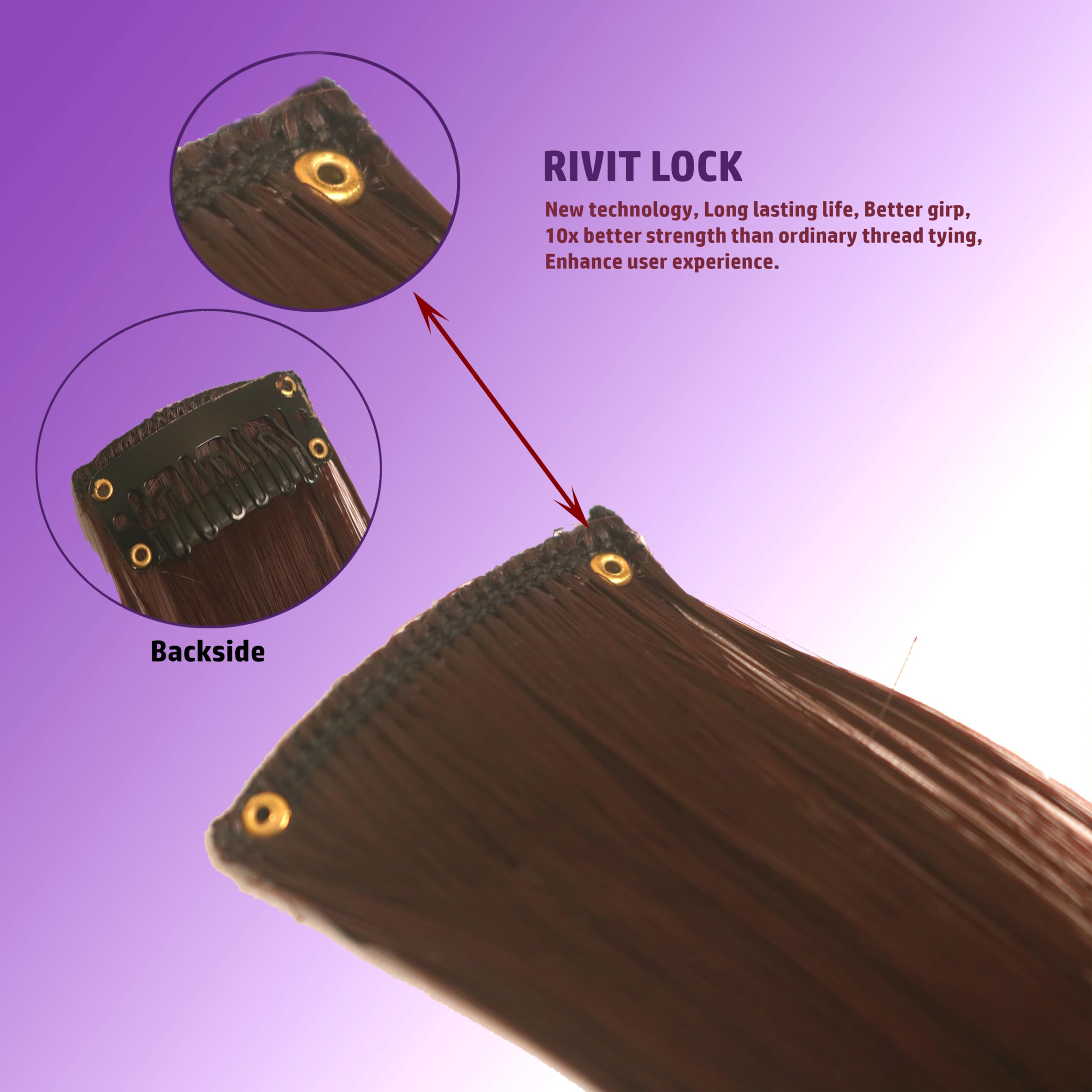 Burgundy Clip-in Hair Extensions for Women - 4-Piece Synthetic Straight Hair Highlights Set for Length & Volume | Perfect for Parties, Cosplay & Daily Styling