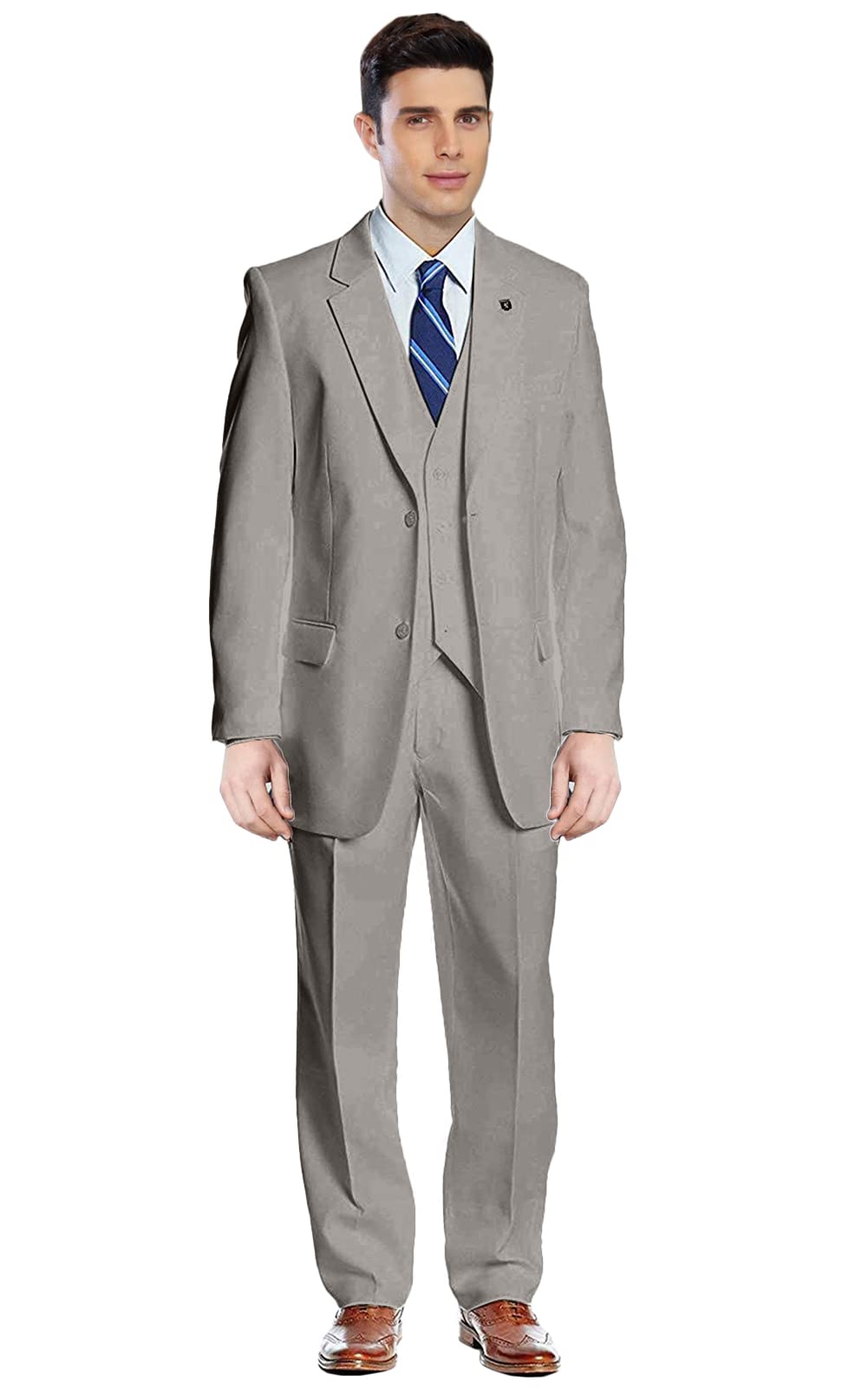 GATMSTZ Men's Notch Lapel 3-Piece Wedding Suit | Big & Tall Tuxedo with Vest & Pants | Perfect for Weddings, Prom & Formal Events