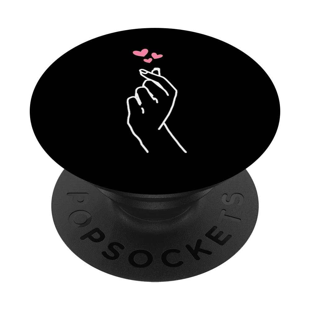 Korean K-pop Finger Heart Hand I Love You Merch - Adhesive PopGrip & PopSocket for Phones - Perfect for Kpop Fans, BTS ARMY, and KPOP Lovers (Use with Smartphones, Tablets, Cases)