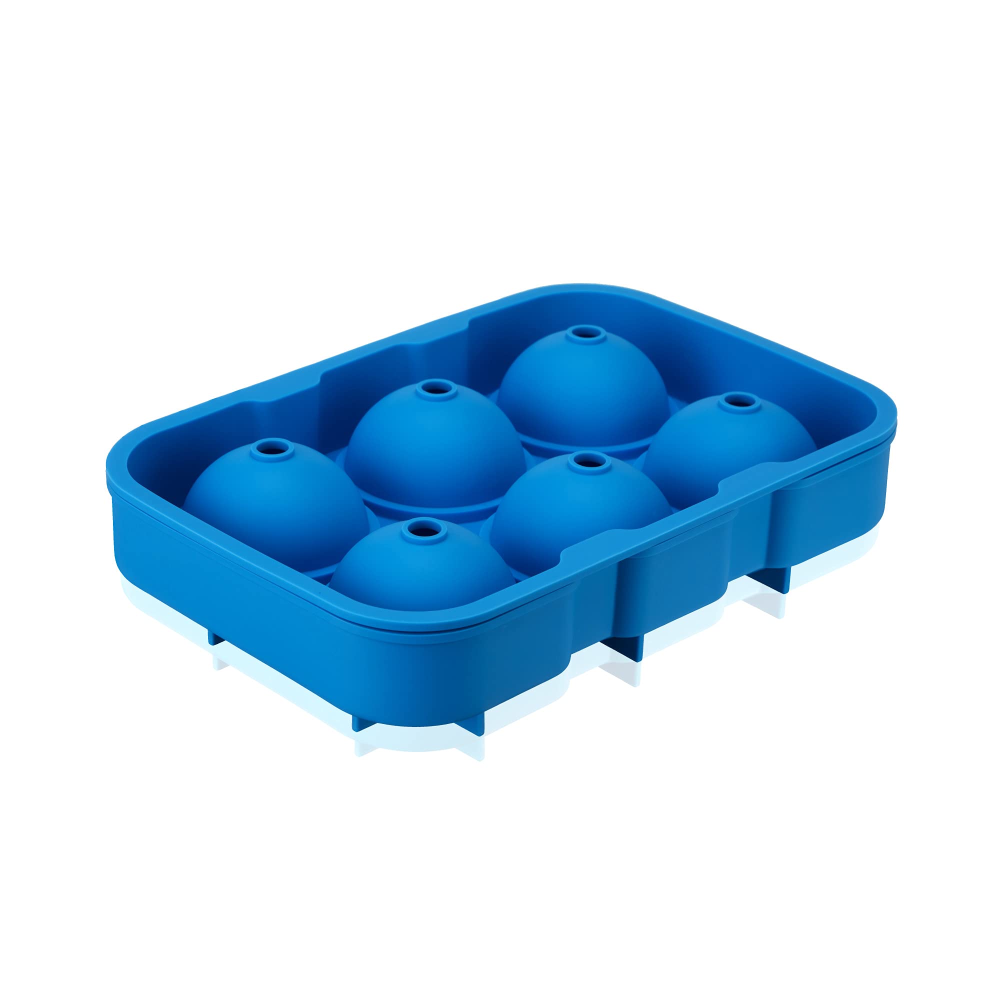Premium Silicone Ice Sphere Mold - Makes 6 Perfect Round Ice Balls, Dishwasher Safe & BPA-Free, Blue - Ideal for Whiskey, Cocktails & Chilled Beverages