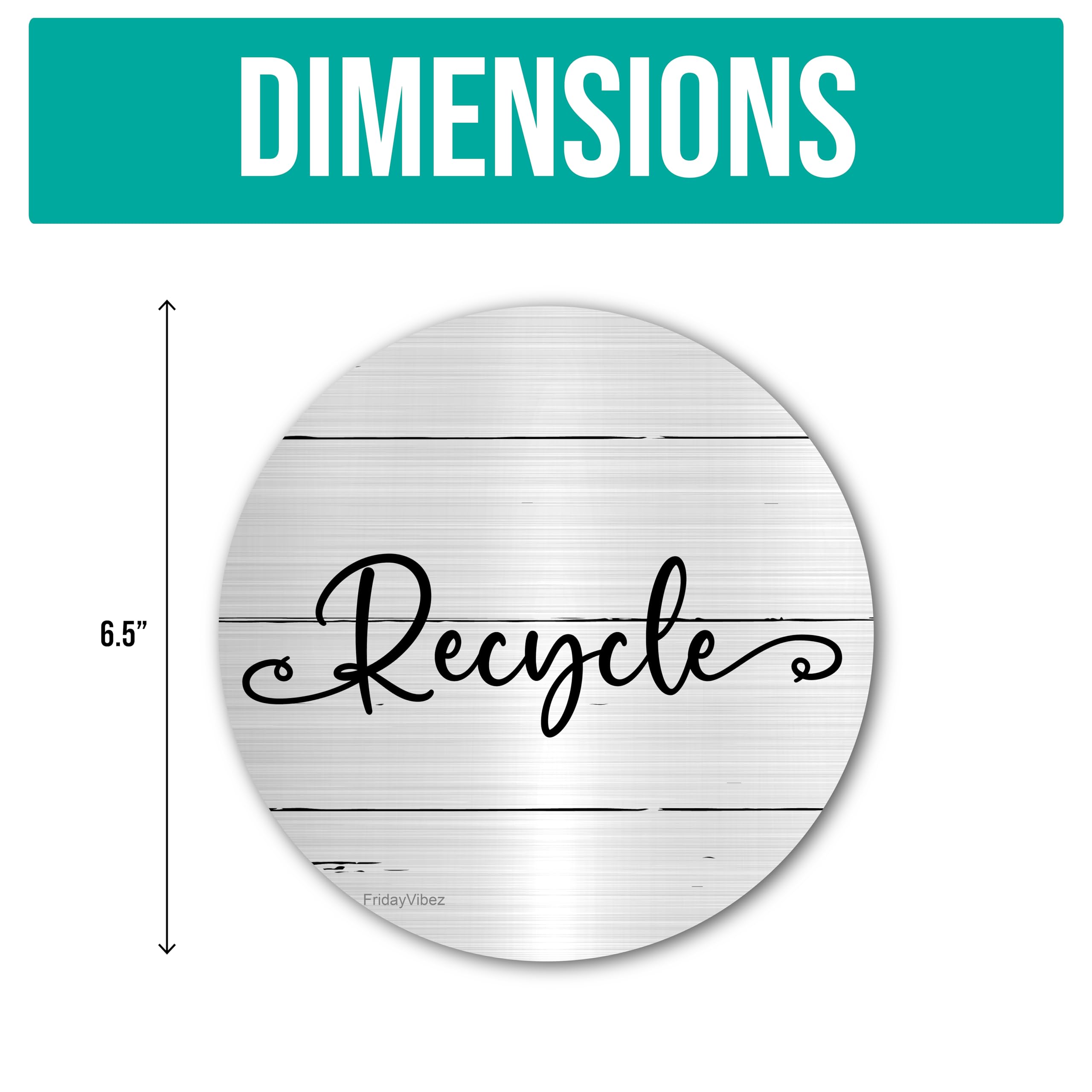 Recycling & Trash Bin Stickers - 6.5 Inch Round Adhesive Decals for Kitchen, Indoor & Outdoor Garbage Cans - Eco-Friendly Waste Sorting Labels for Home, Office & Public Spaces - Perfect for Recycling Bins, Trash Cans & Compost Containers