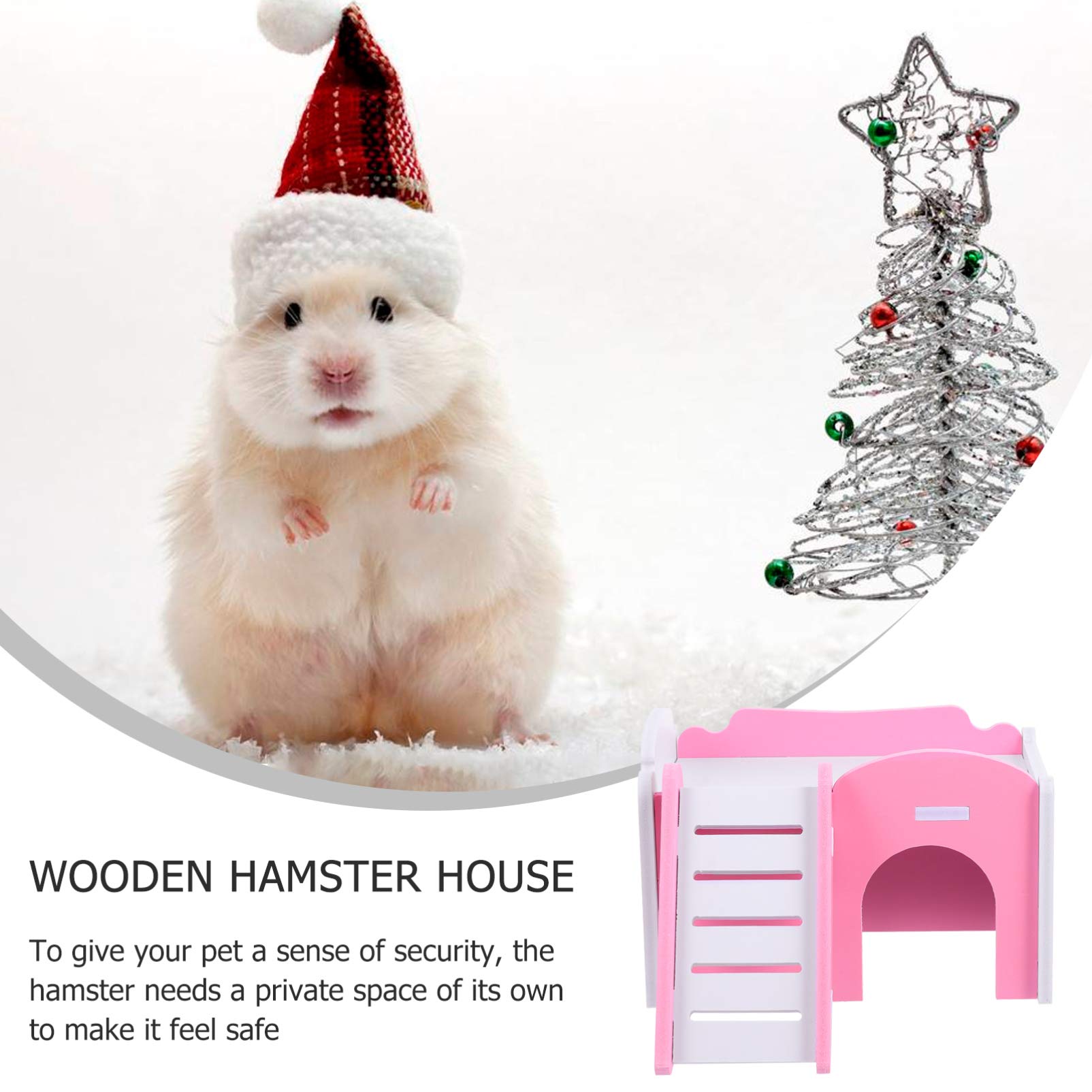 Balacoo Natural Wooden Chew Toys for Hamsters - Small Animal Ladder, Climbing Platform, Hideout Hut & Sleeping Bed - Perfect for Gerbils, Dwarf Hamsters, Chinchillas & Guinea Pigs - Great for Cage Enrichment & Teeth Health