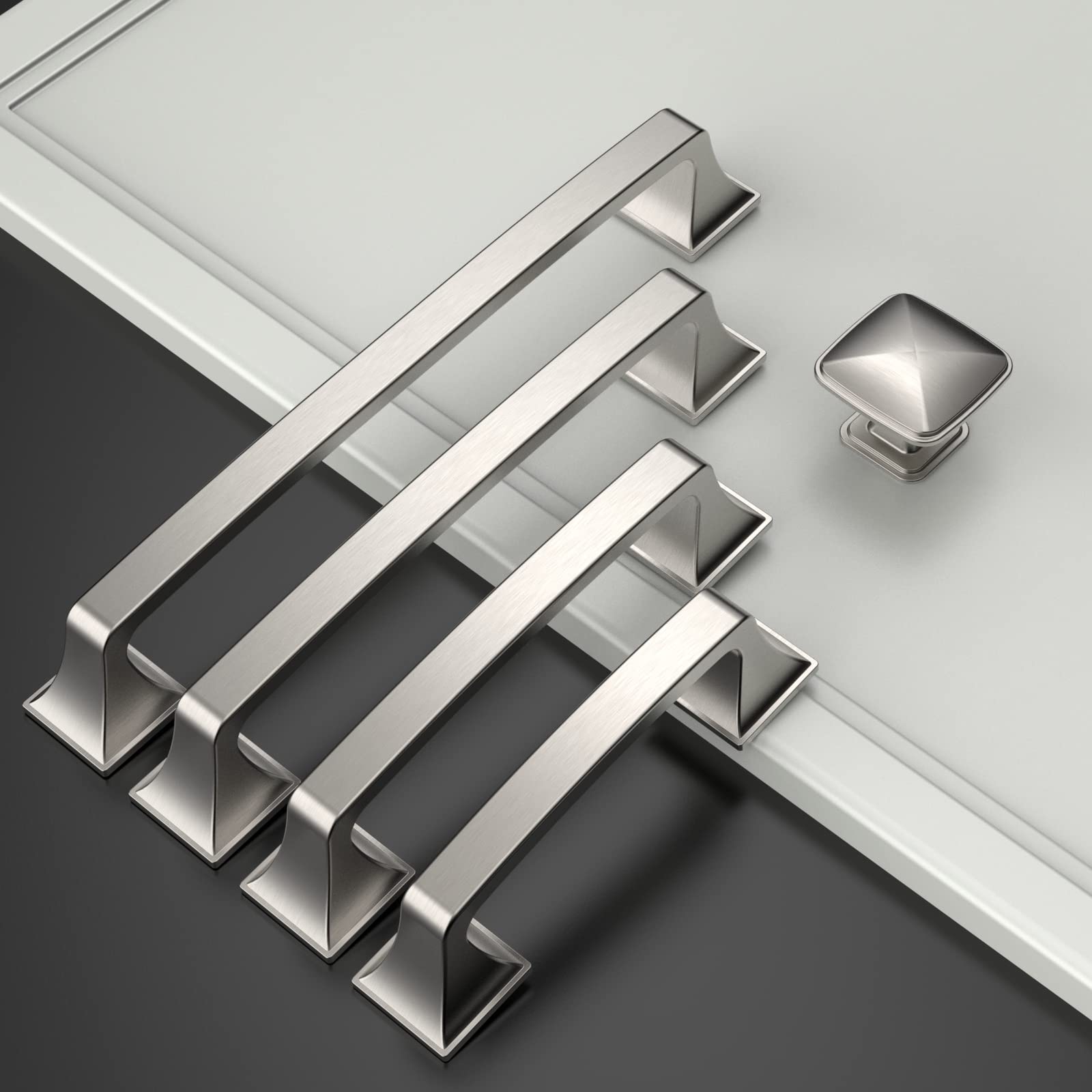 Amerdeco 6 Pack Brushed Nickel Cabinet Pulls 3.75 Inch (96mm) - Kitchen & Bathroom Hardware for Drawers & Dressers