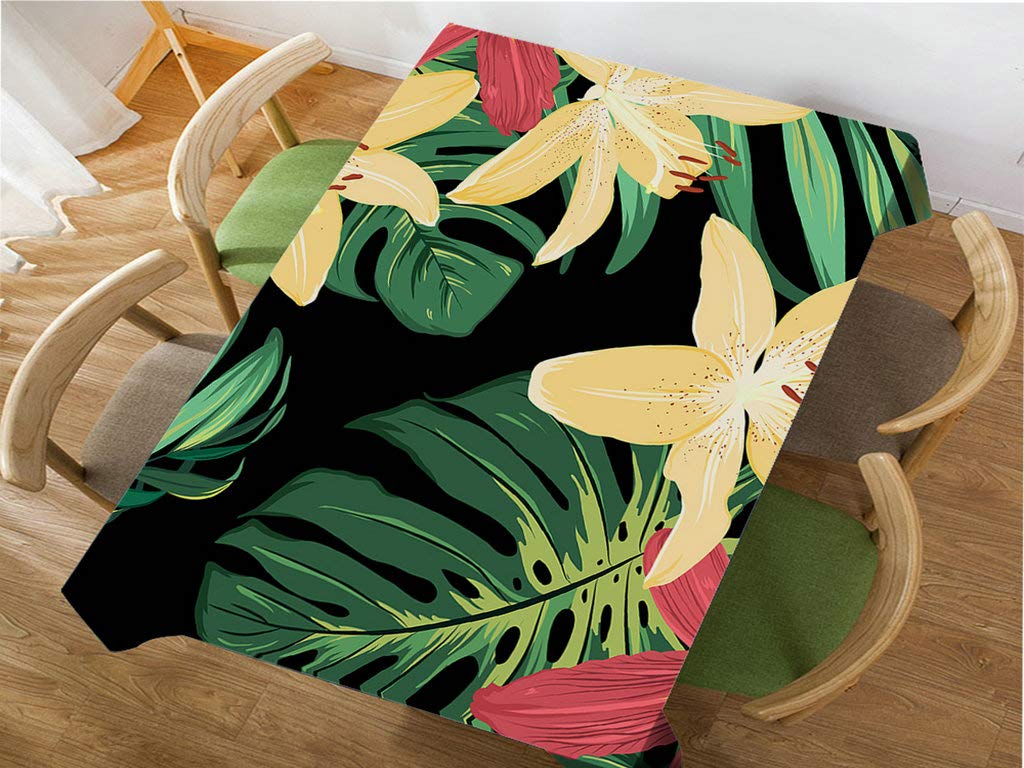 Palm Leaf Tropical Tablecloth 60x84 Inches - Decorative Rectangle Table Cover for Dining, BBQ, Picnic & Coffee Tables - Waterproof & Wrinkle-Resistant for Indoor/Outdoor Use
