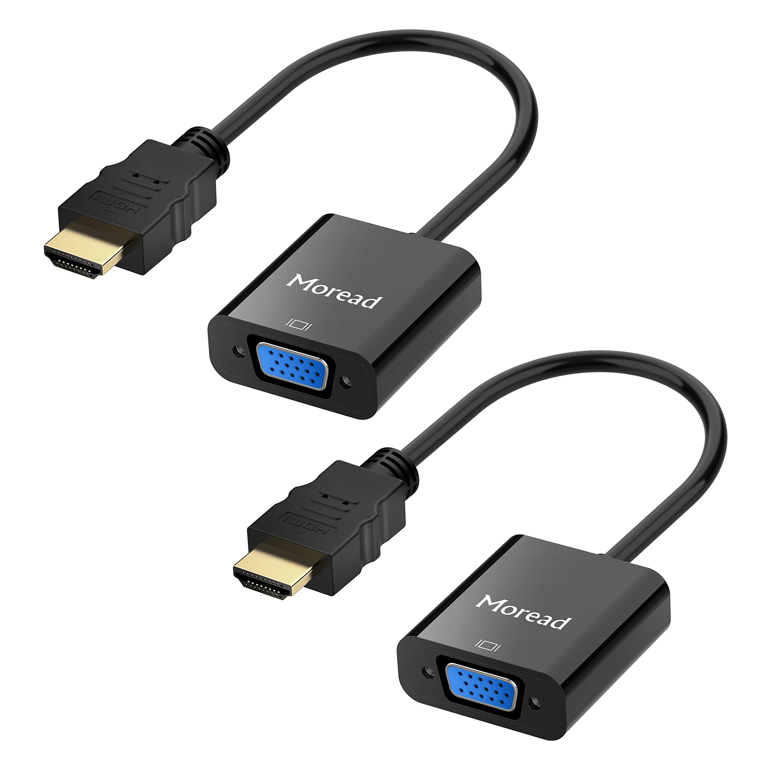 2 Pack Gold-Plated HDMI to VGA Adapter Converter (Male to Female) - Compatible with Laptop, PC, Monitor, Projector, HDTV, Chromebook, Raspberry Pi - High-Speed Digital to Analog Video Connection for Home Office & Gaming Setup