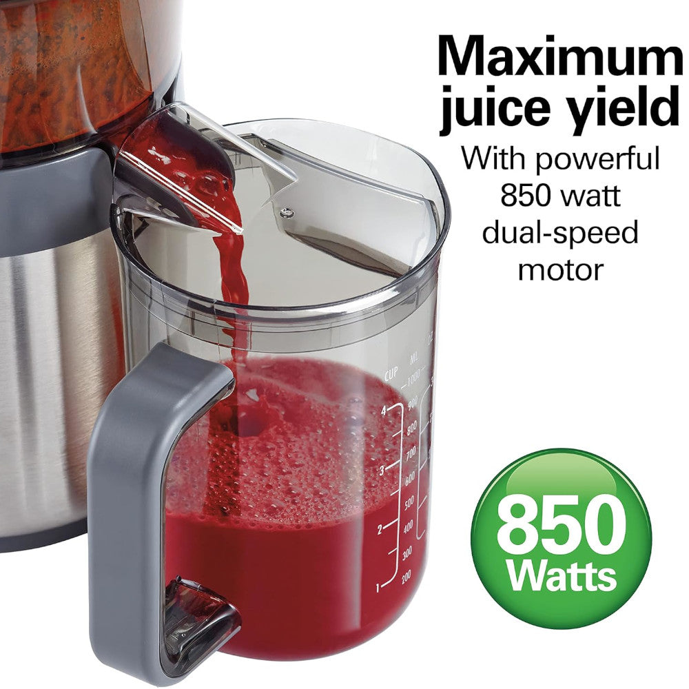Hamilton Beach 67850 Wide Chute High Speed Juicer - Powerful Cold Press Juicer for Fruits & Vegetables - Perfect for Healthy Smoothies, Detox Drinks & Family Breakfasts