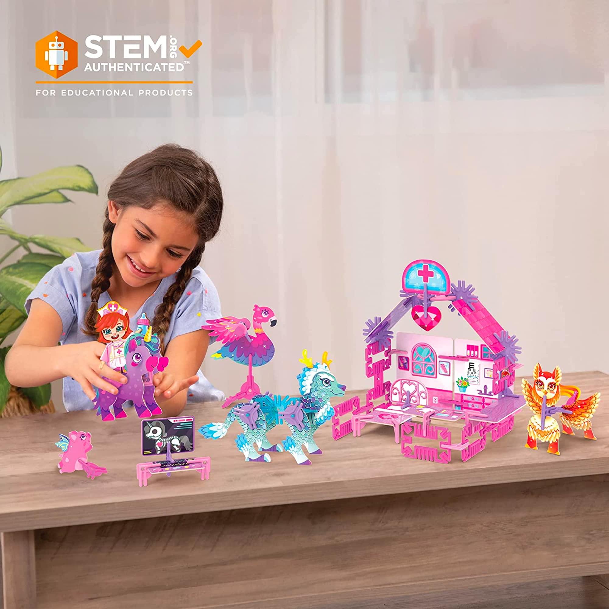Vet Care Center | DIY Magical Creatures Hospital Play Set - STEM Educational 3D Puzzle Toy for Kids Ages 6+ | Perfect for Creative Play, Birthday Gifts & STEM Learning Activities