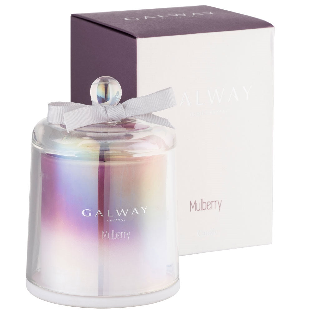 Galway Crystal Mulberry Scented Bell Jar Candle - Elegant Home Decor & Aromatherapy for Living Room, Bedroom, Spa Relaxation