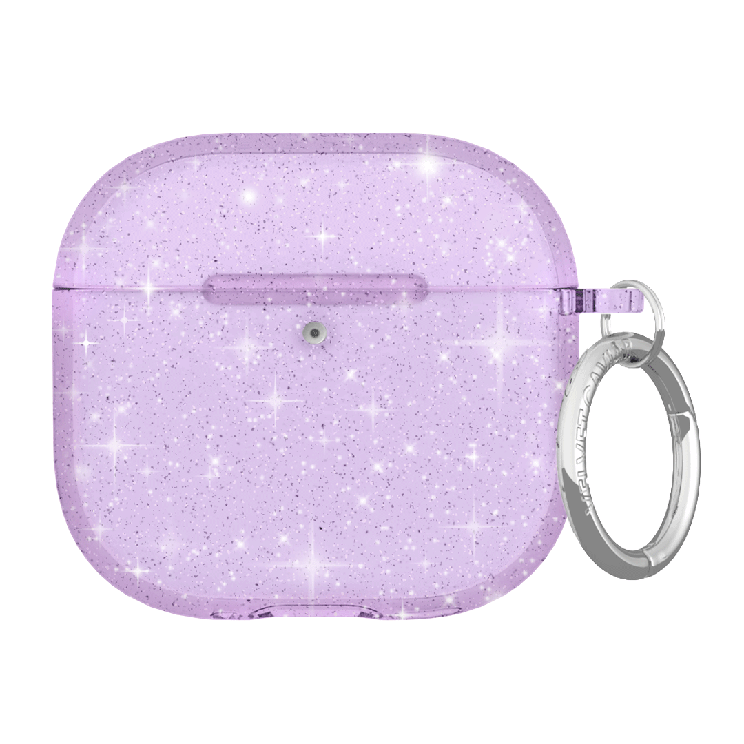 Lilac Stardust AirPod Case - Protective Cover for Apple AirPods 1/2/3 & Pro - Glittery Purple Design - Perfect for Travel, Work & Everyday Use