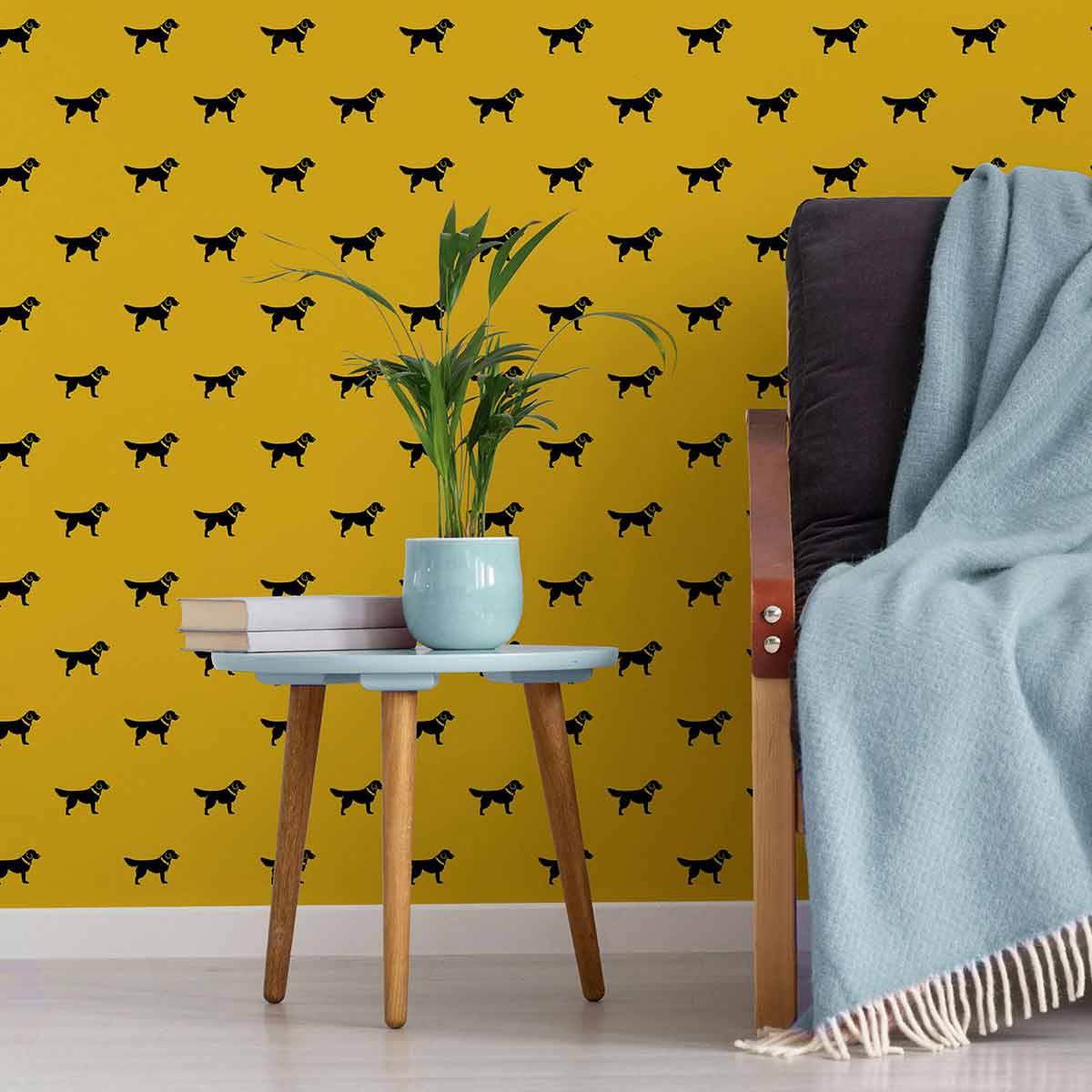 Yellow Dog Peel and Stick Removable Wallpaper - Self-Adhesive Decorative Wall Covering for Nursery, Kids Room & Home Decor - Easy DIY Installation & Damage-Free Removal