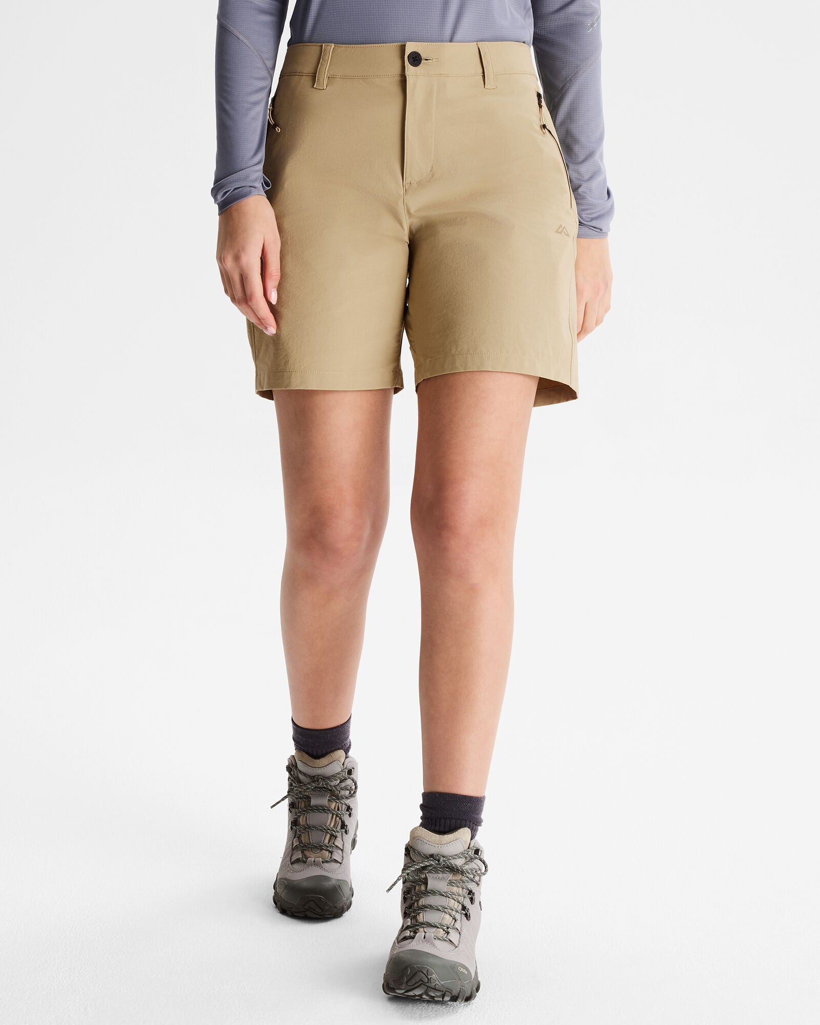 Flinders Women's 7-Inch Athletic Shorts - Olive Grey - Quick-Dry Workout Shorts for Running, Yoga & Gym Training