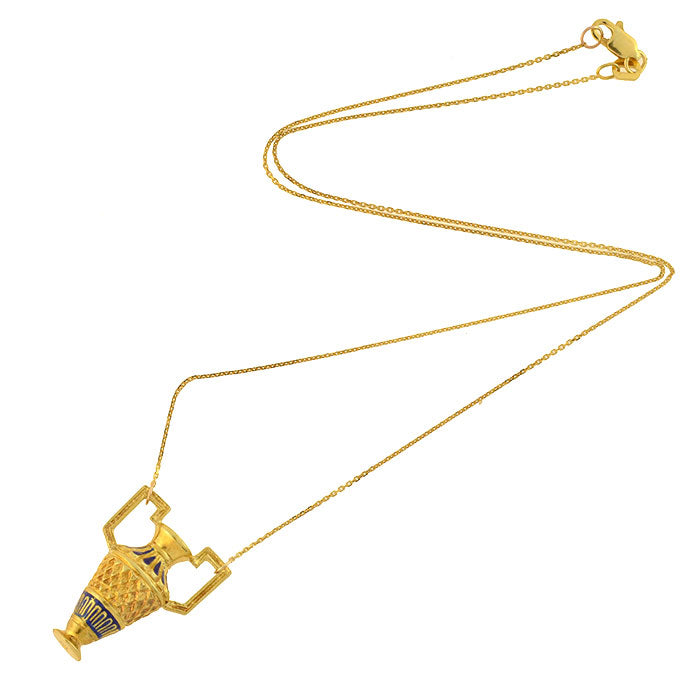 Victorian Style 18K Gold Plated Petite Enameled Urn Pendant Necklace - Elegant Jewelry Gift for Women, Perfect for Valentine's Day & Anniversary