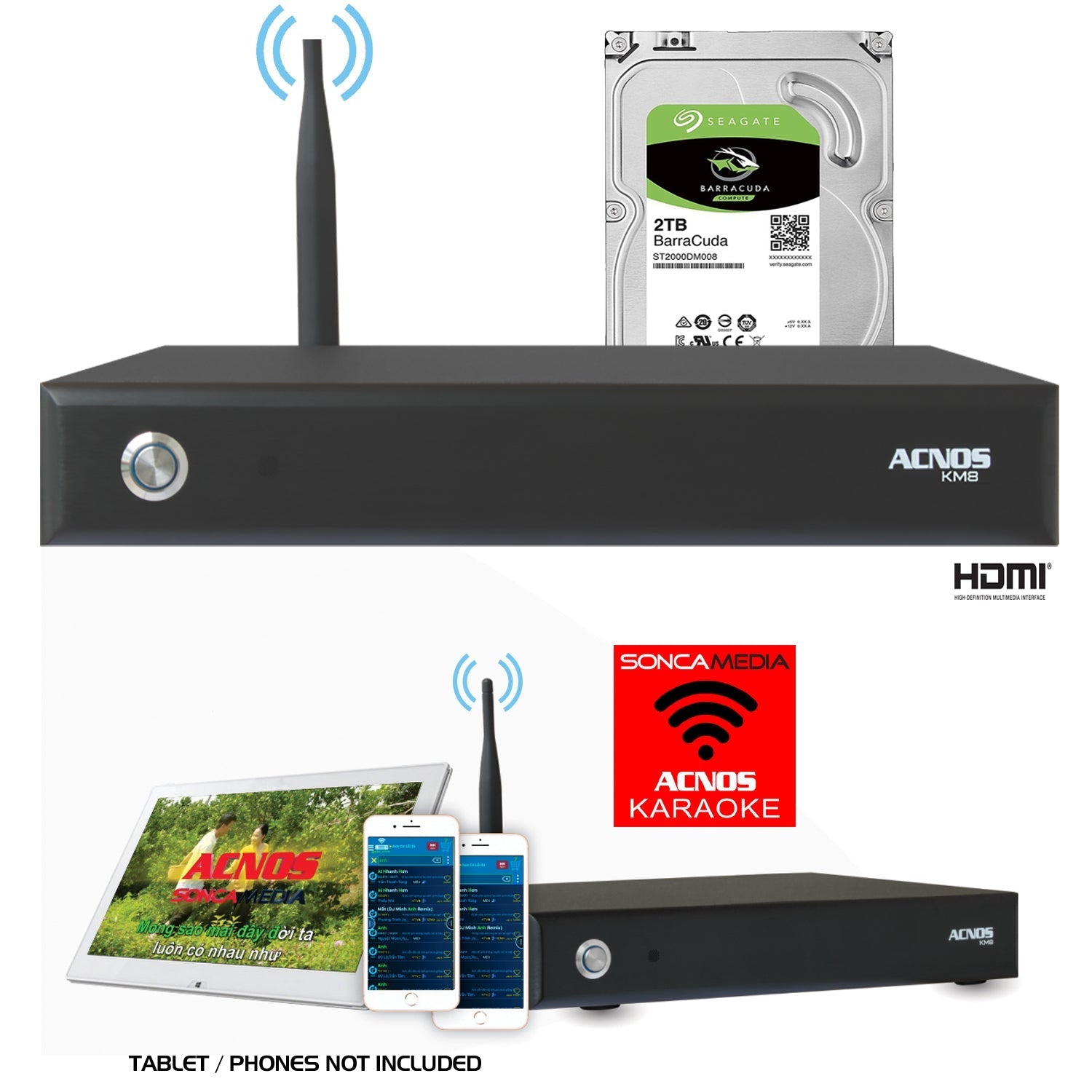 ACNOS KM 8 Vietnamese Karaoke System with 2TB Hard Drive, 43,000 Songs, WiFi & YouTube Support - Perfect for Home Parties, Family Gatherings & Vietnamese Music Lovers
