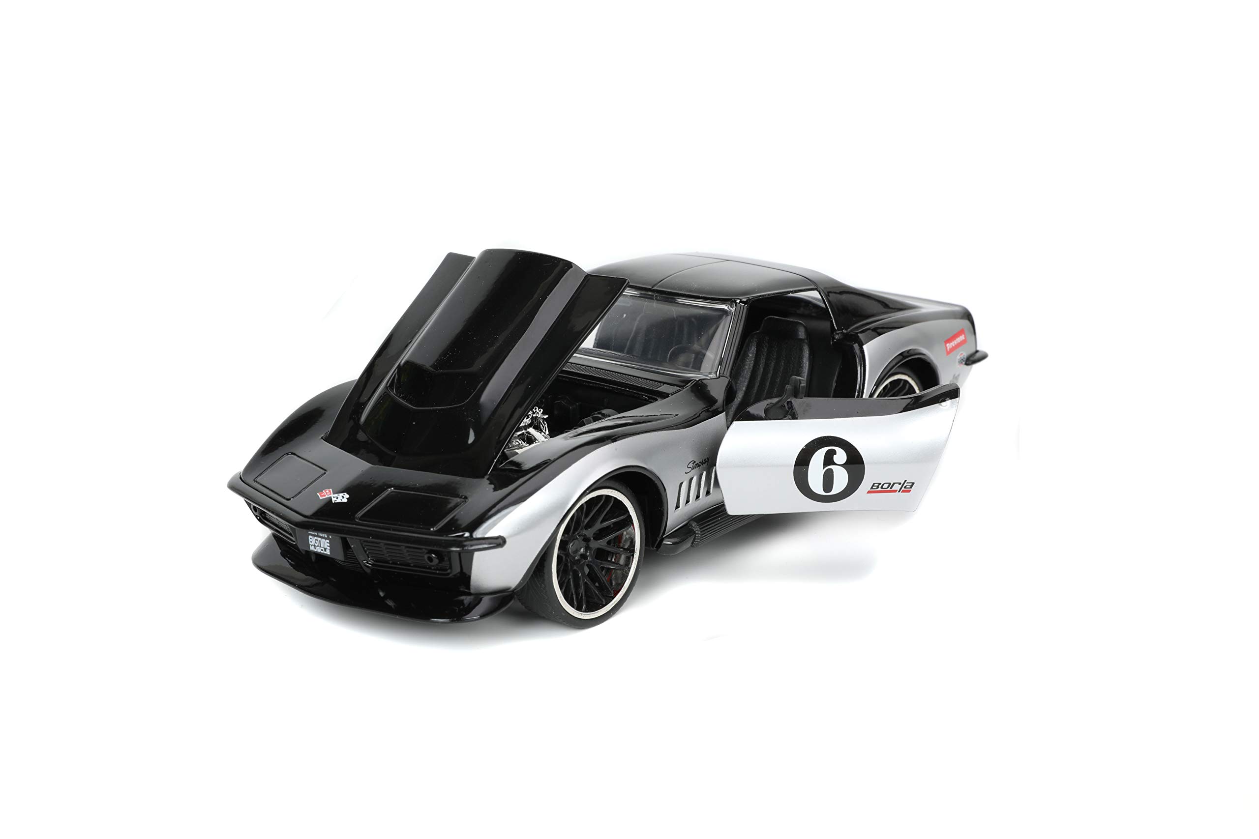 Jada Toys Bigtime Muscle 1:24 Scale 1969 Chevy Corvette Stingray Die-Cast Model Car - Black Collectible Vehicle for Kids & Adults | Perfect for Display, Gift Giving & Car Enthusiast Collections