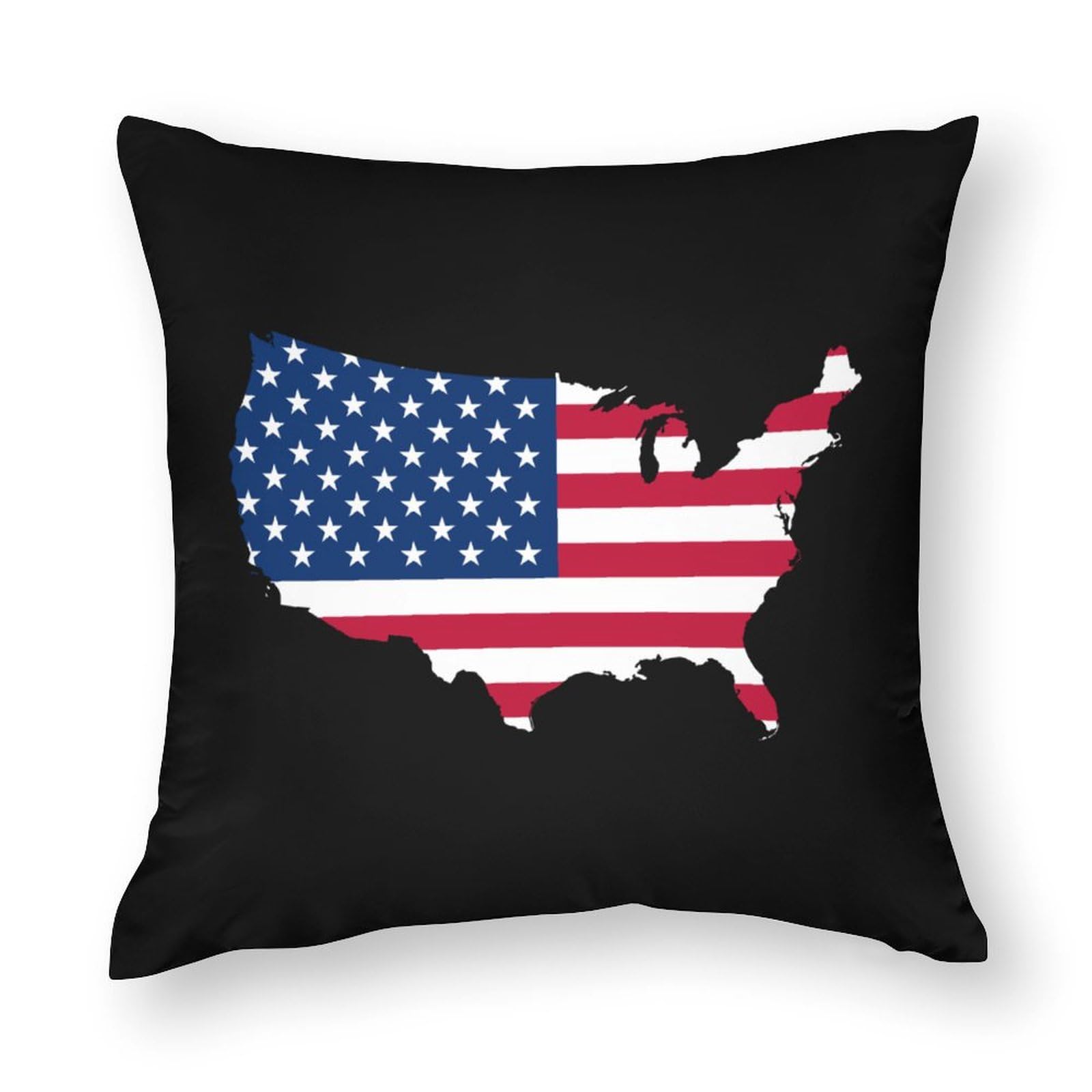 American Flag Map Polyester Pillow Cases - Soft & Smooth 17x17 Inch Cushion Covers for Sofa, Bed, Couch - Perfect for Patriotic Home Decor, Living Room & Bedroom Accessories