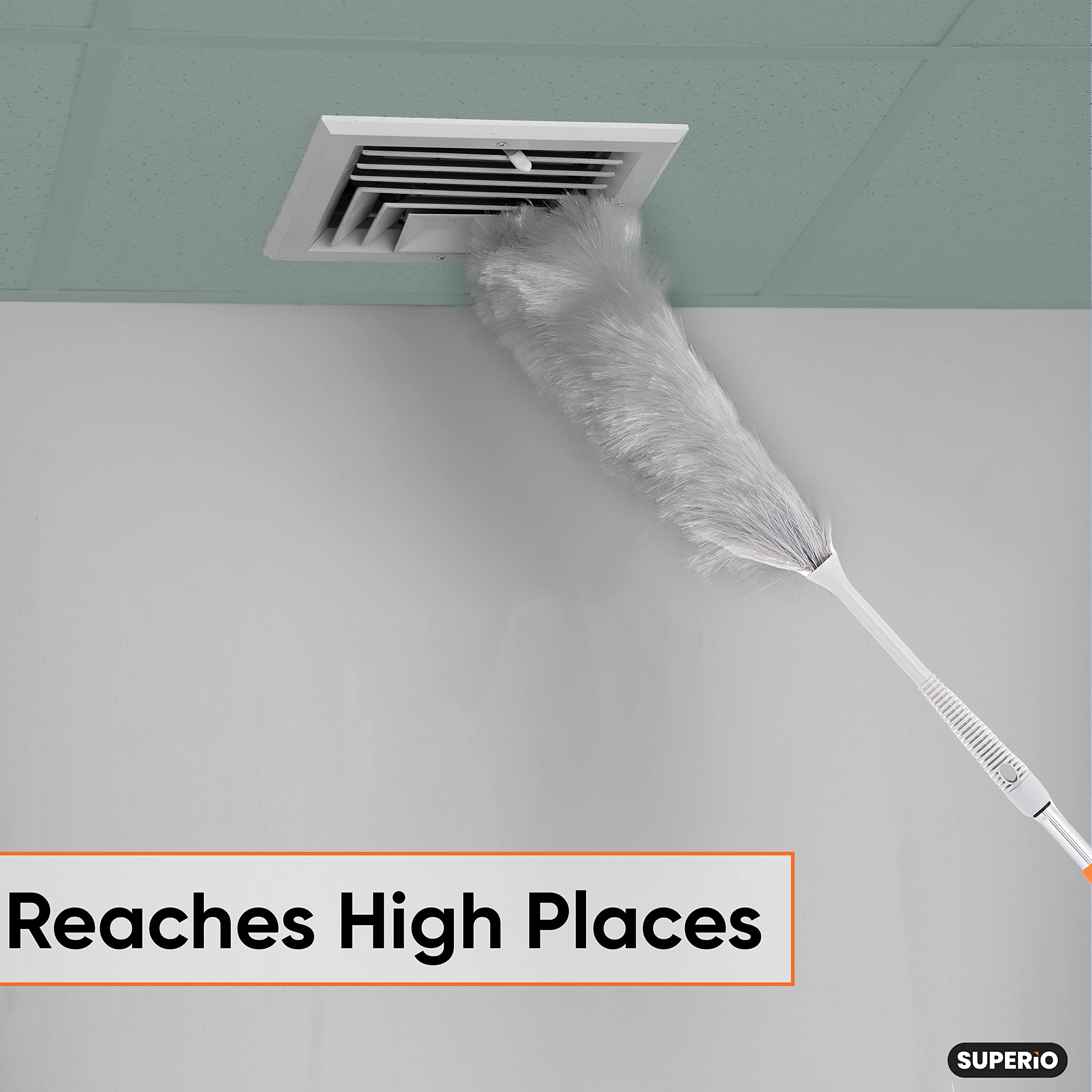 Superio Extendable Duster with Aluminum Handle for Home Cleaning - Dusting Ceilings & Fans