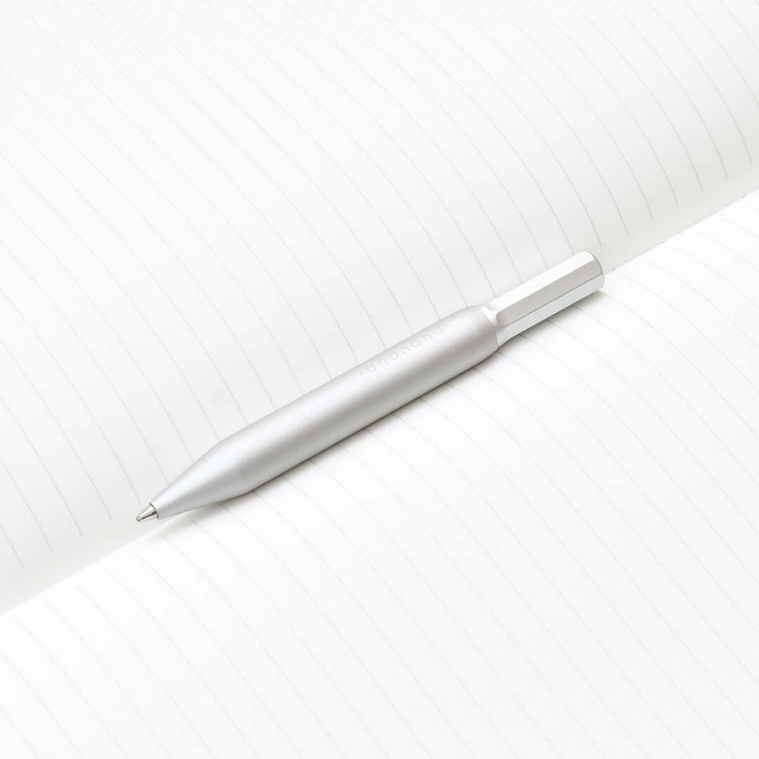 Andhand Method Mini Retractable Ballpoint Pen - Silver Stainless Steel Pocket Pen for Office, School & Travel Writing