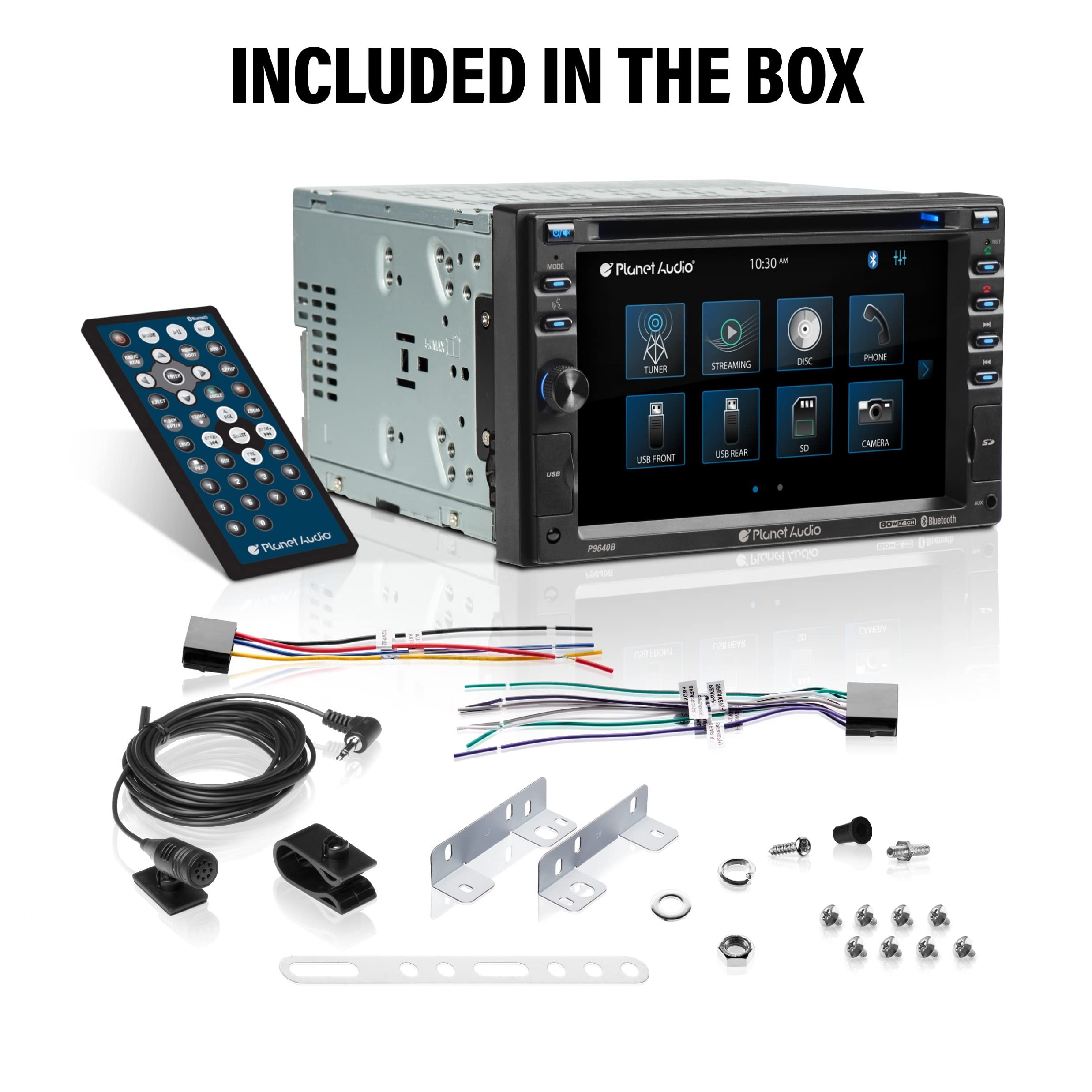Planet Audio P9640B 6.2 Inch Double Din Car Stereo with LCD Touchscreen - Bluetooth Audio, Hands-Free Calling, CD/DVD Player, USB/SD/AUX Input, AM/FM Radio | Perfect for Car Upgrades & Road Trips