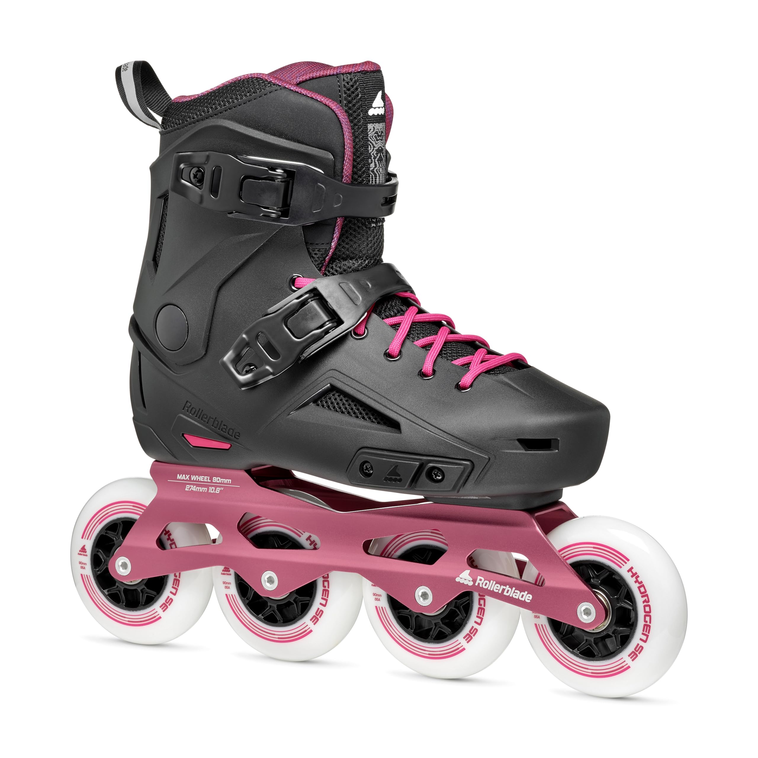 Rollerblade Lightning 90 Women's Urban Inline Skates - Black & Sangria | Comfortable Fitness & Commuting Skates for Women | Perfect for Outdoor Exercise, City Travel & Casual Skating